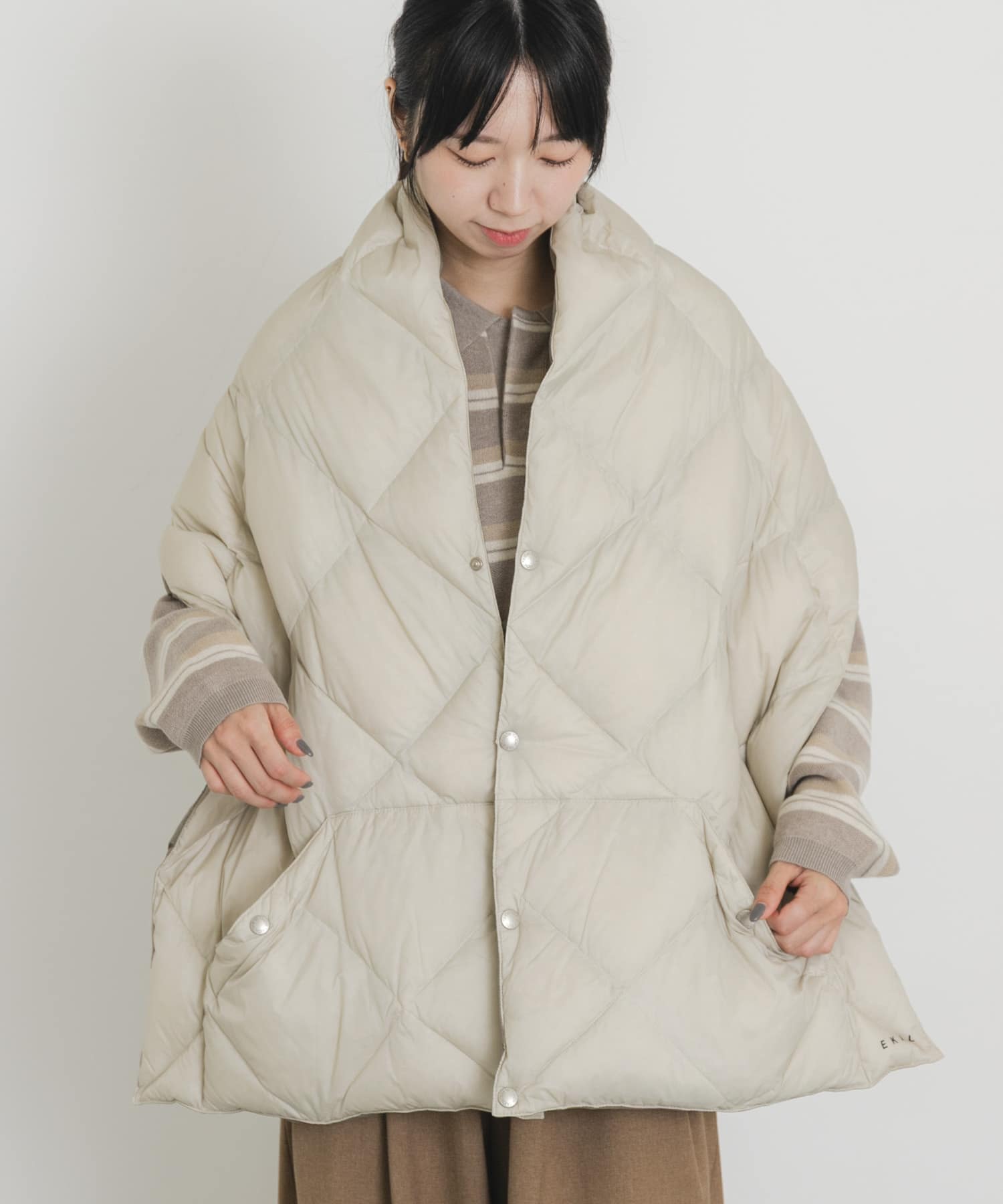 『別注』TAION×EKAL　リバーシブルダウンショール I GRY/KHK One