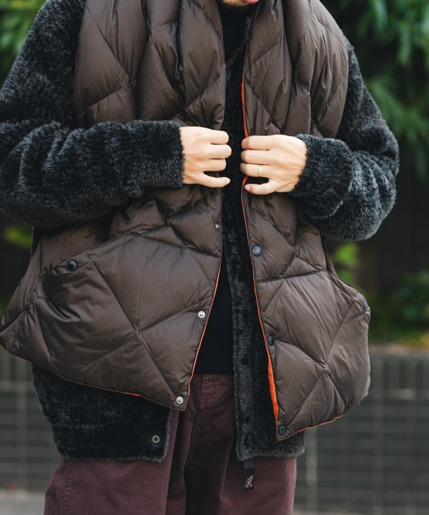 『別注』TAION×EKAL　リバーシブルダウンショール CHOCO/ORG One