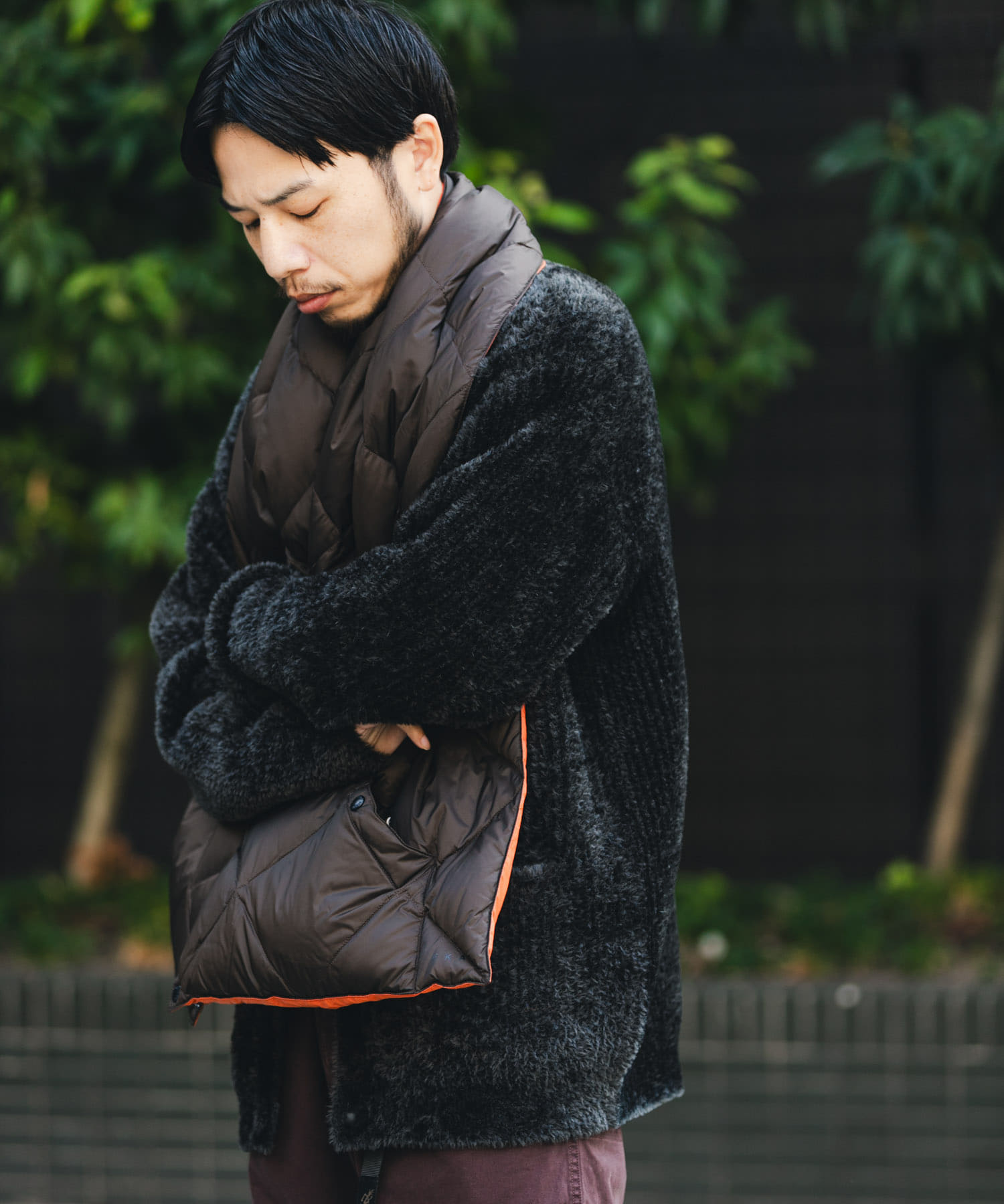 『別注』TAION×EKAL　リバーシブルダウンショール CHOCO/ORG One