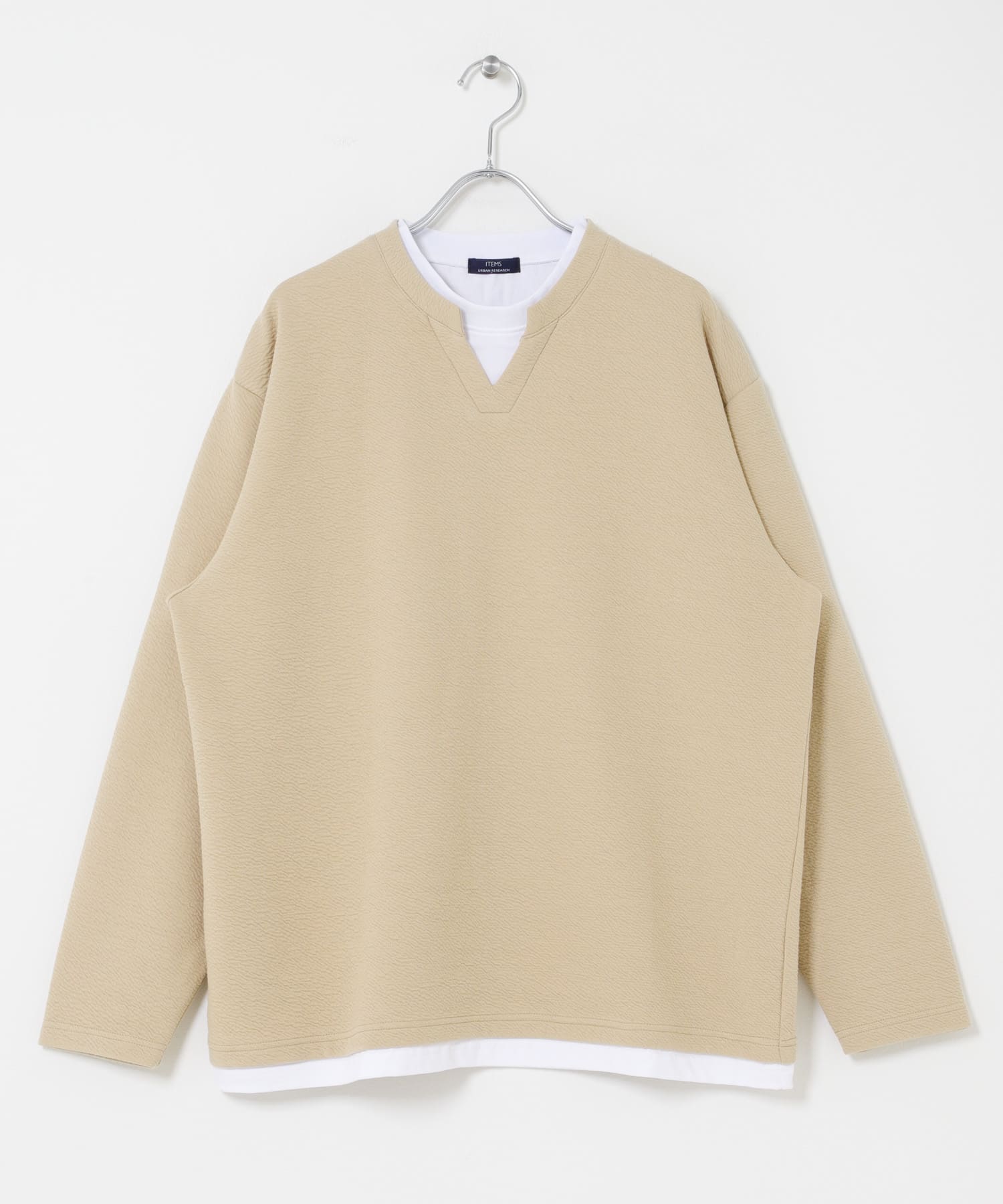 フェイクレイヤード ジャカード スキッパー BEG M