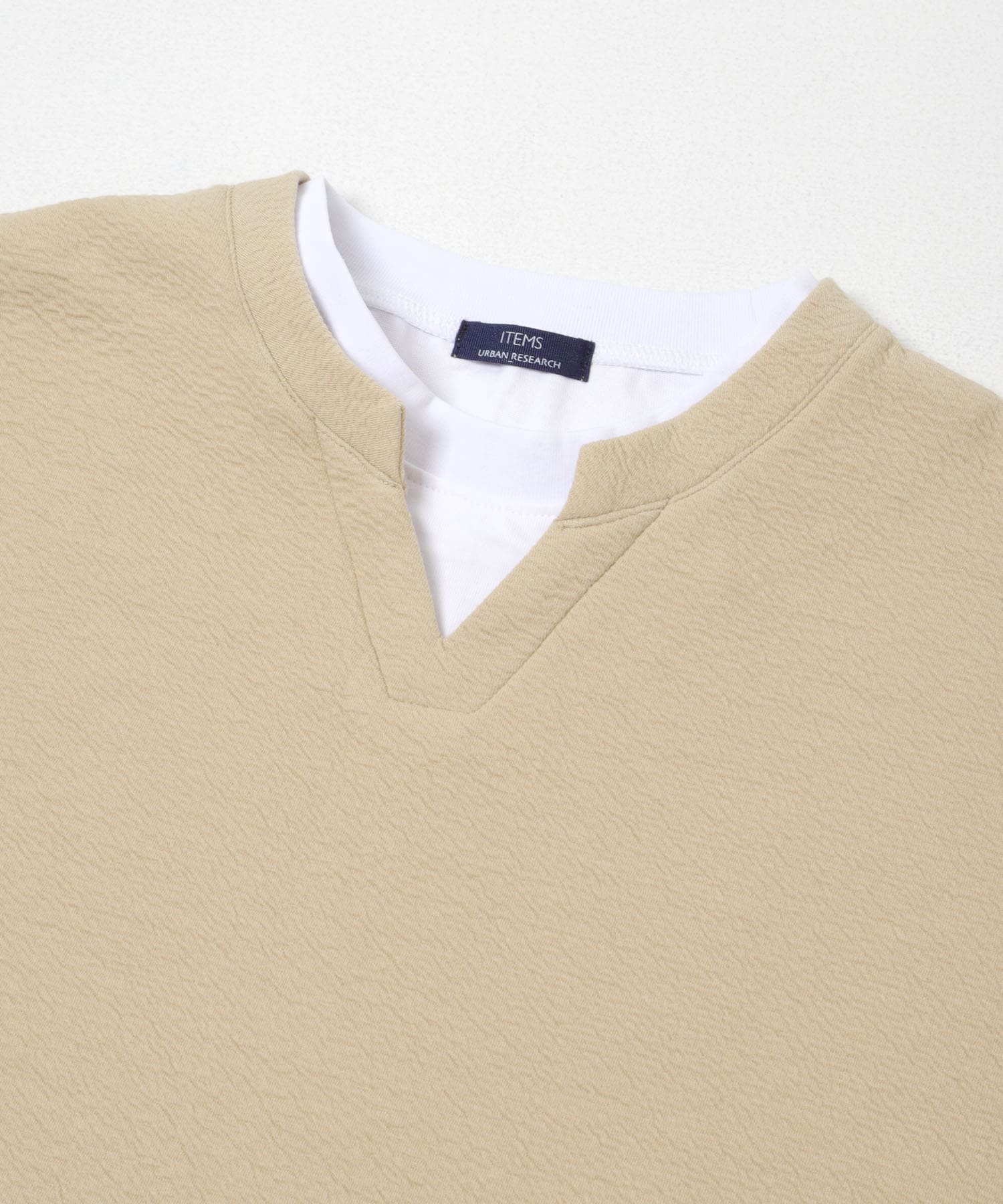 フェイクレイヤード ジャカード スキッパー BEG M