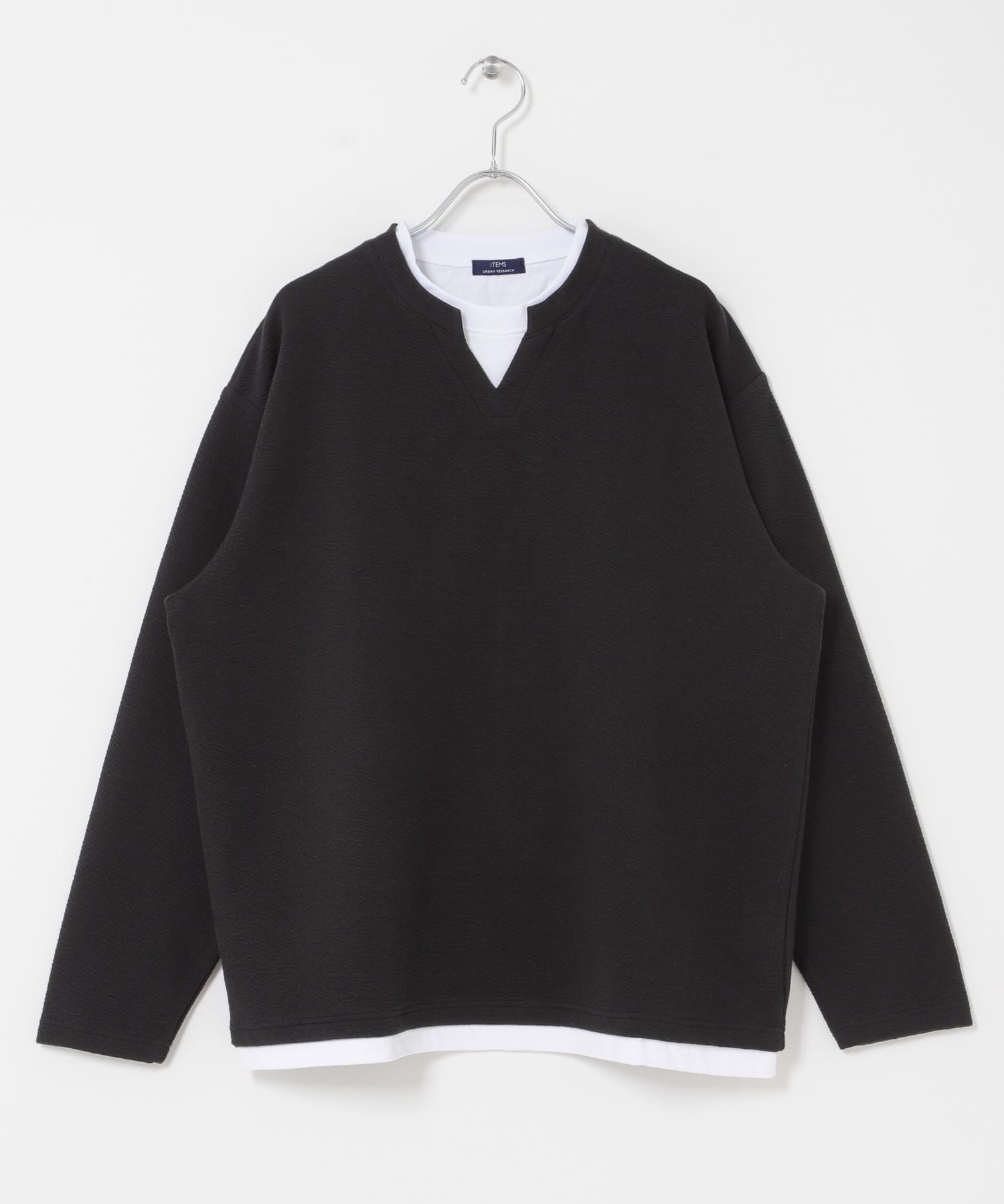 フェイクレイヤード ジャカード スキッパー BLK M