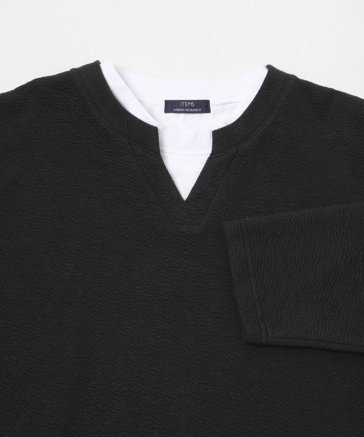 フェイクレイヤード ジャカード スキッパー BLK M