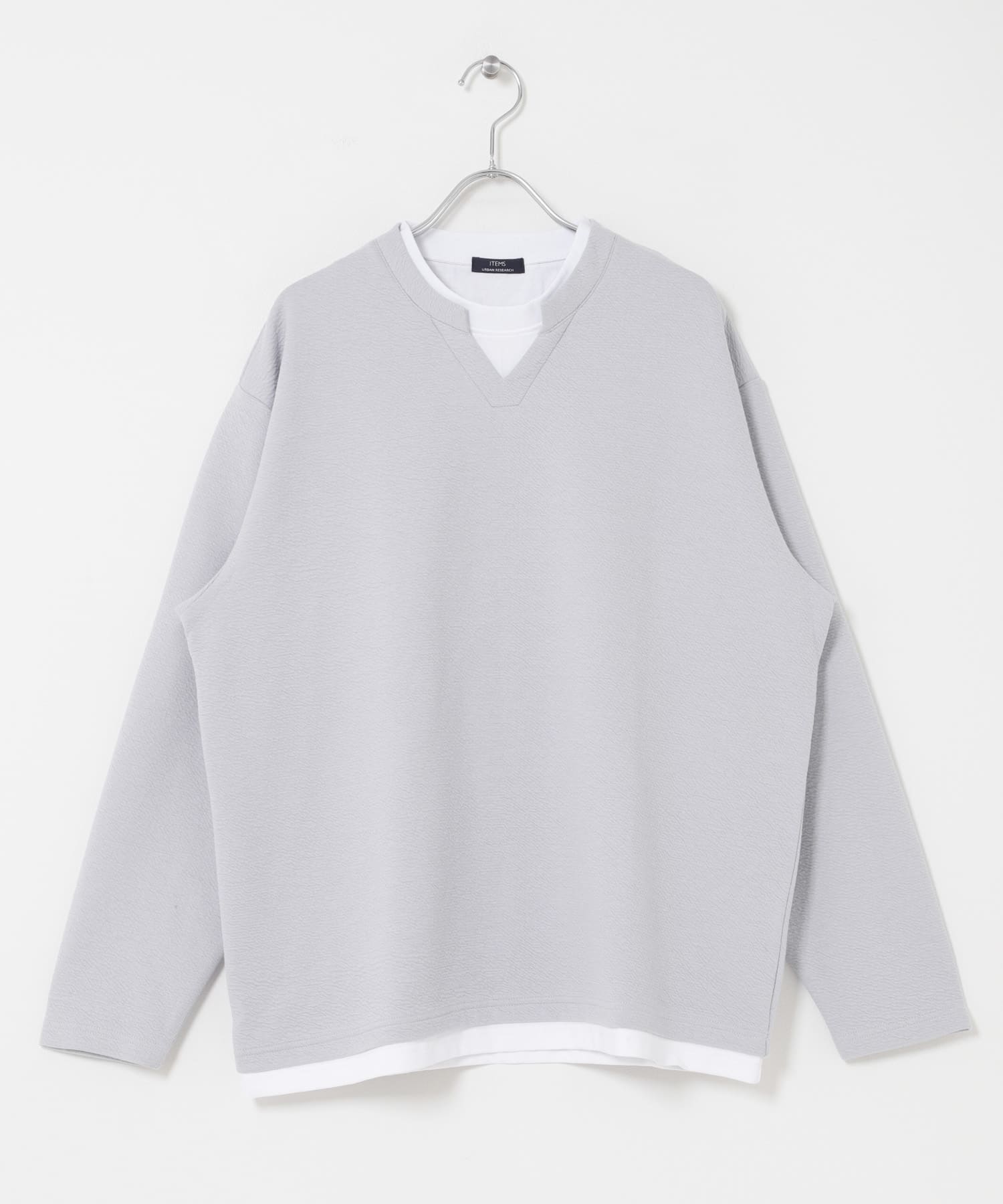 フェイクレイヤード ジャカード スキッパー GRY M