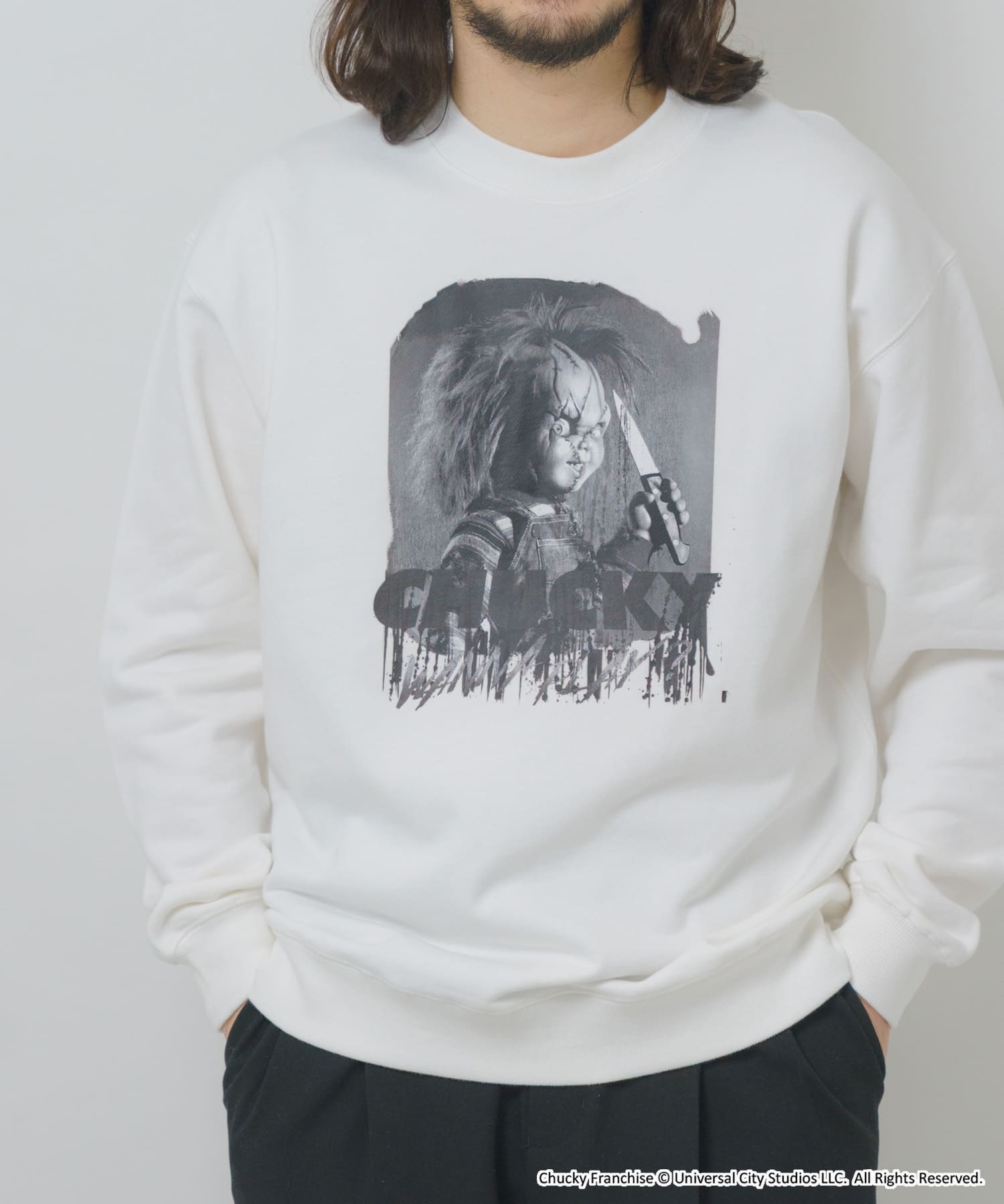 『別注』UNIVERSAL MOVIEスウェット CHUCKY WHT M