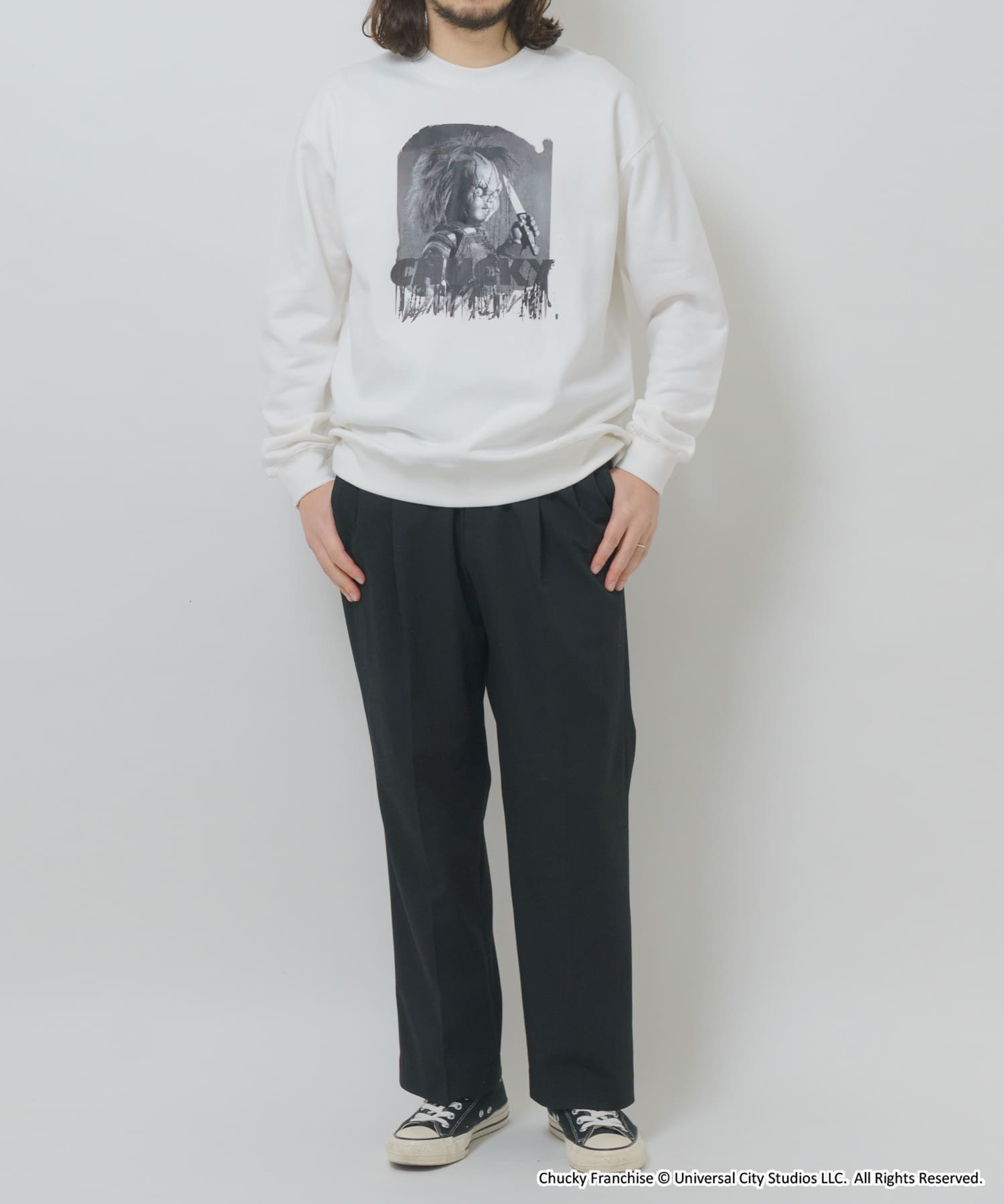『別注』UNIVERSAL MOVIEスウェット CHUCKY WHT M