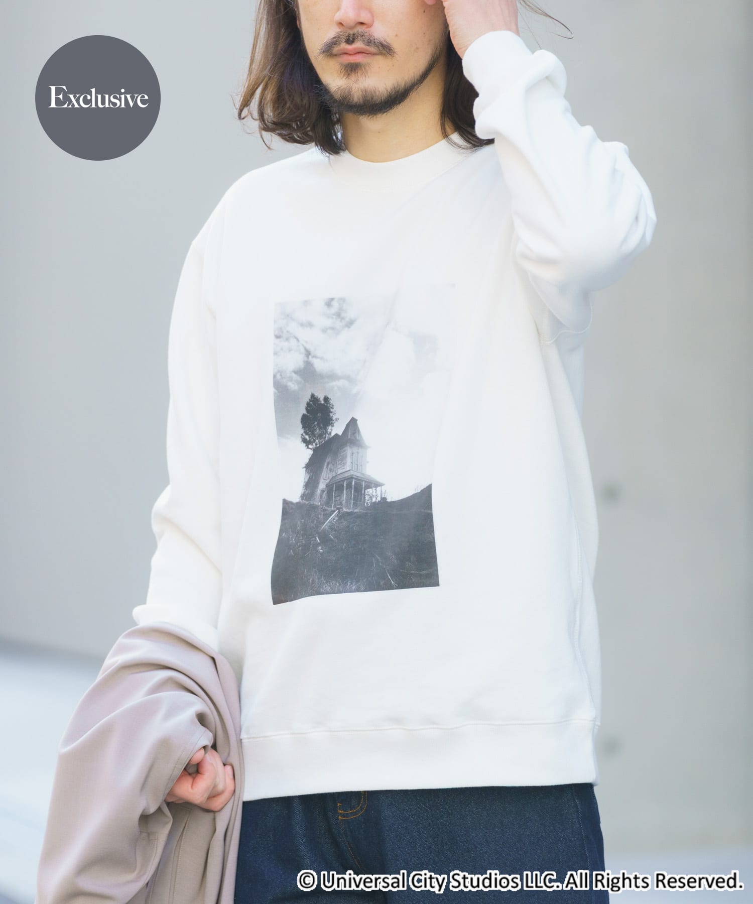 『別注』UNIVERSAL MOVIEスウェット PSYCHO WHT M