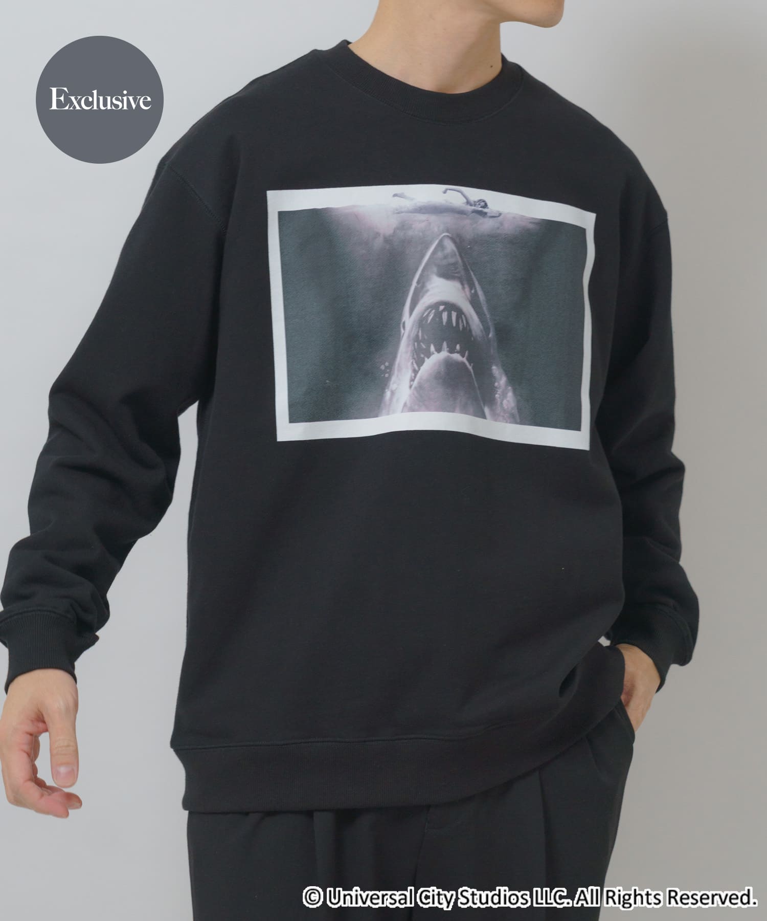 『別注』UNIVERSAL MOVIEスウェット JAWS BLK M