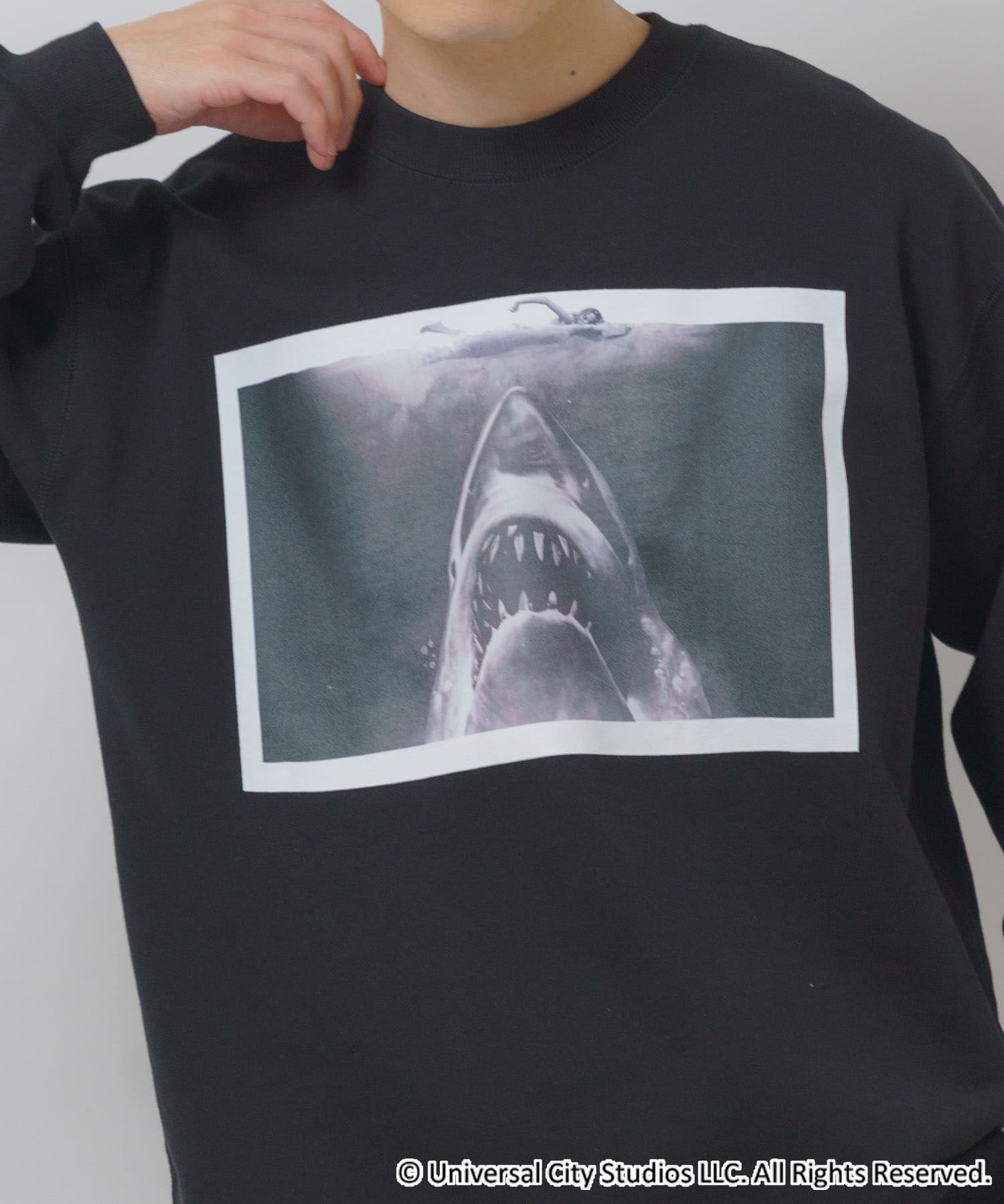 『別注』UNIVERSAL MOVIEスウェット JAWS BLK M