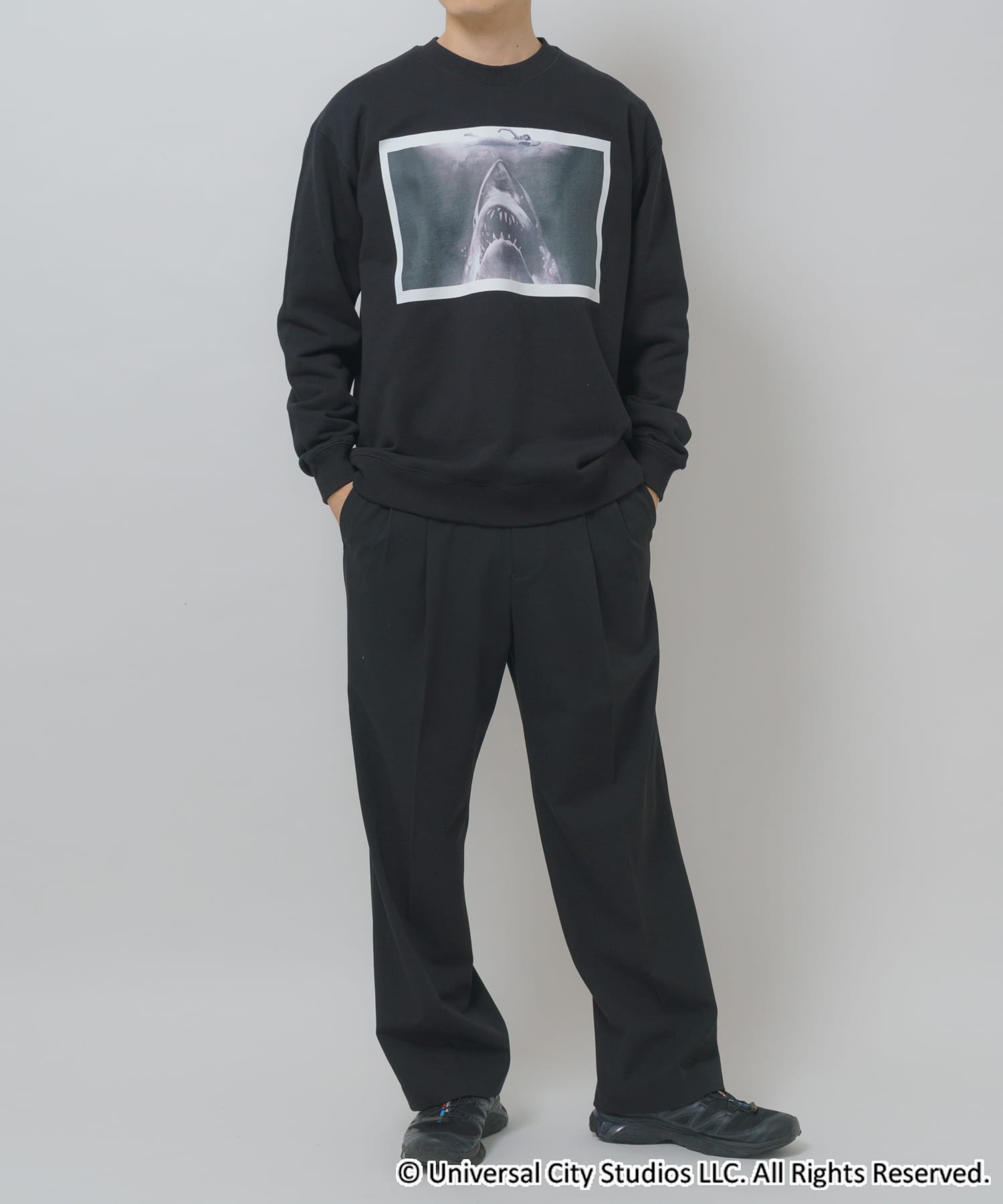 『別注』UNIVERSAL MOVIEスウェット JAWS BLK M