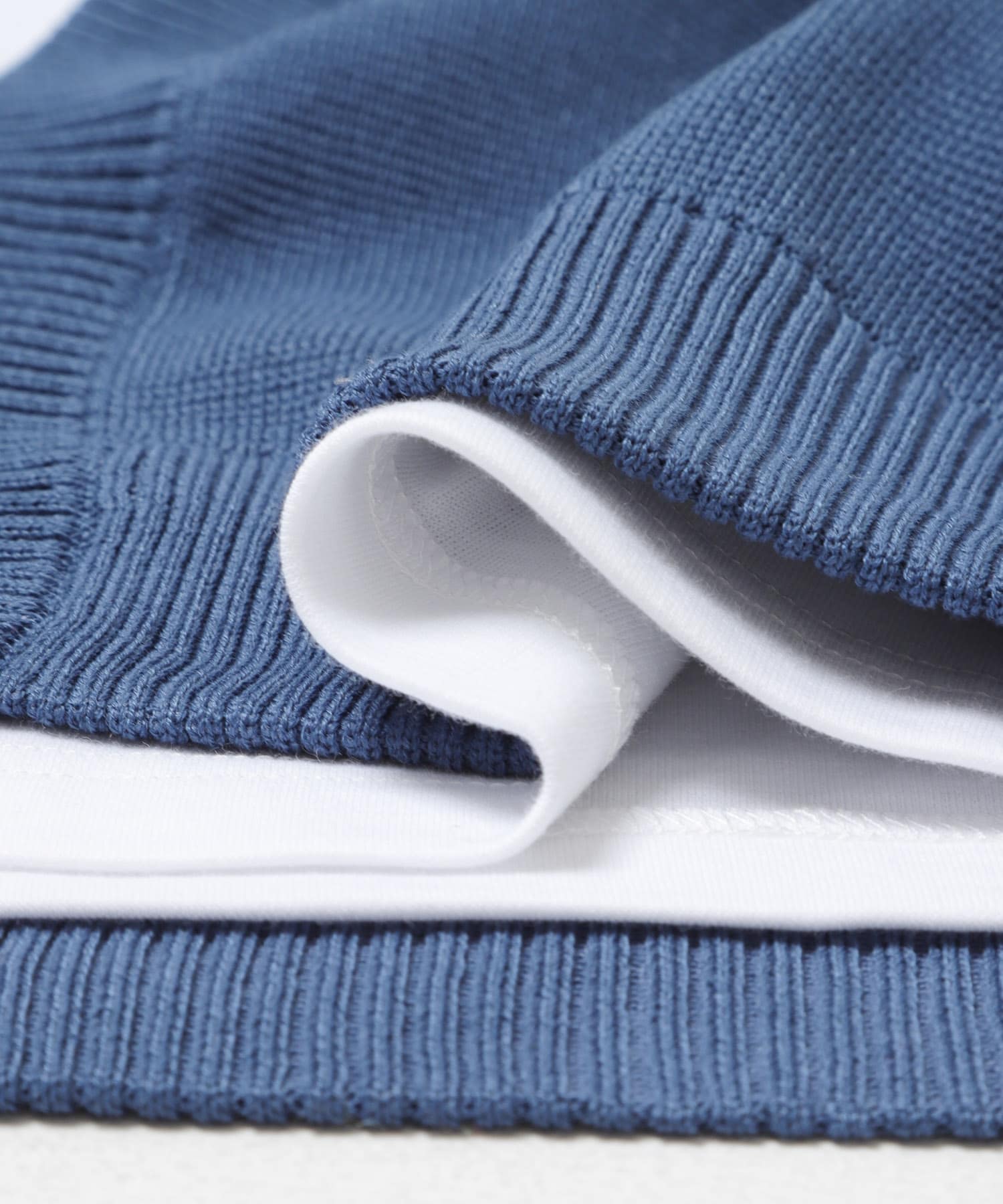 『洗濯可/抗菌/防臭/UVカット』高機能リブニットカーディガン+インナー セット BLU M