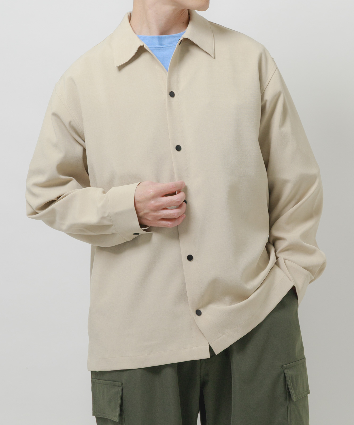 2way ストレッチロングスリーブスナップシャツ