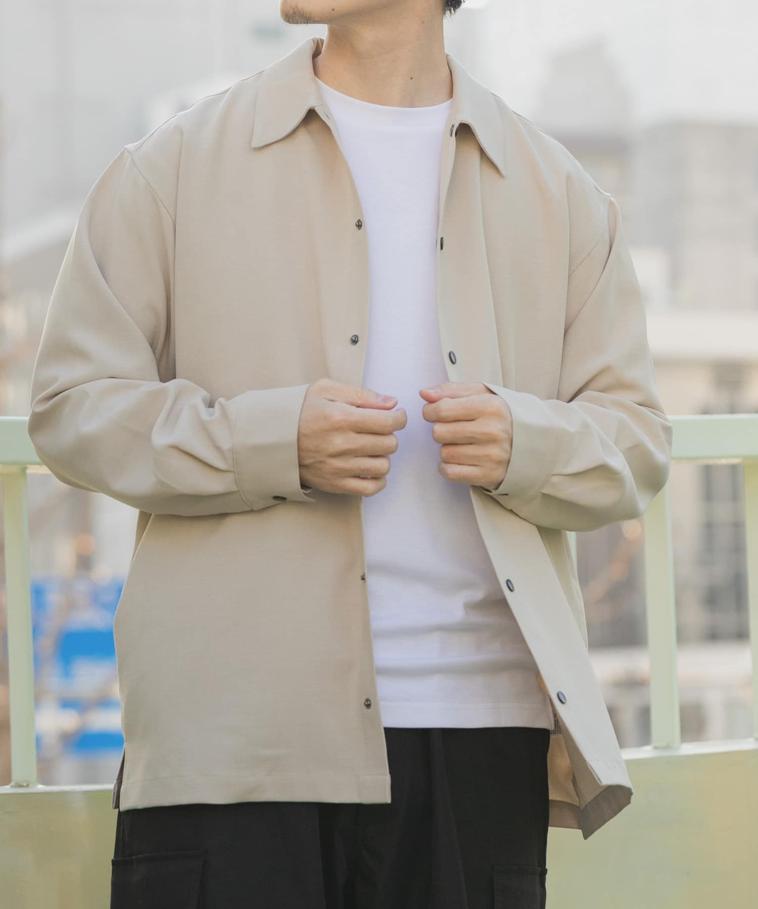 2way ストレッチロングスリーブスナップシャツ