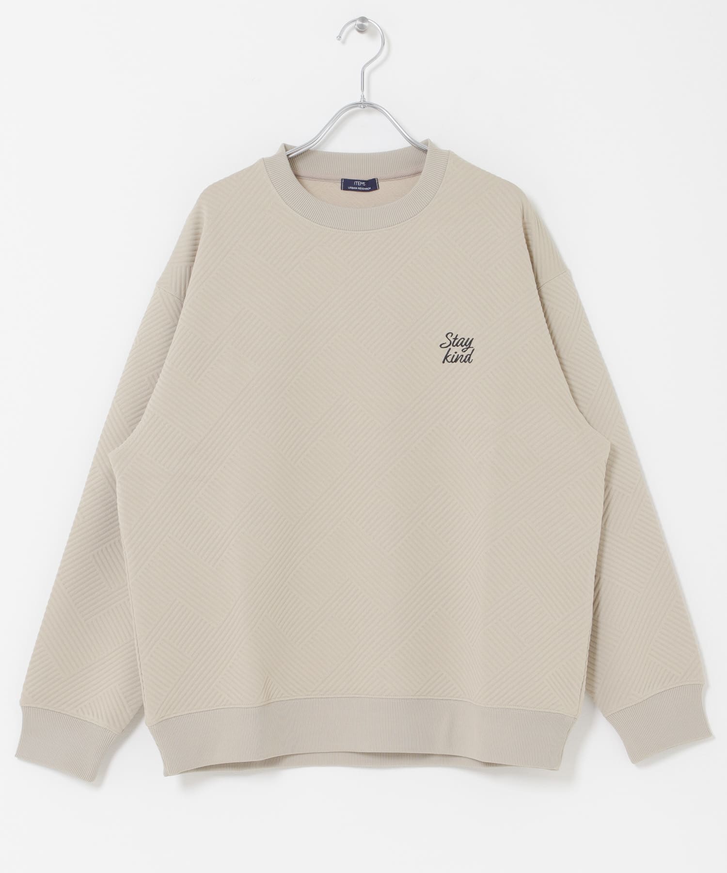 刺繍ジャカードロングスリーブカットソー BEG M