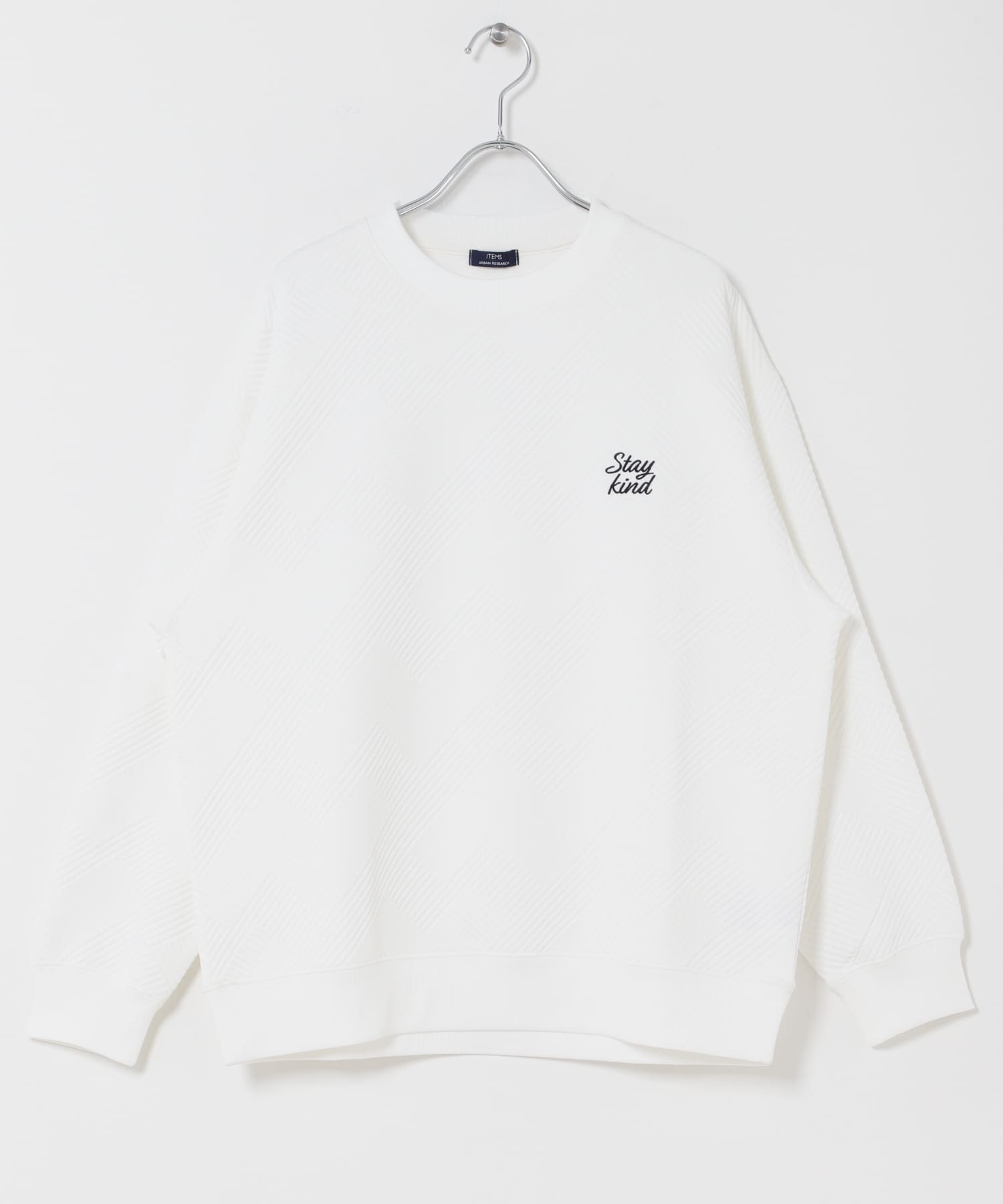 刺繍ジャカードロングスリーブカットソー WHT M