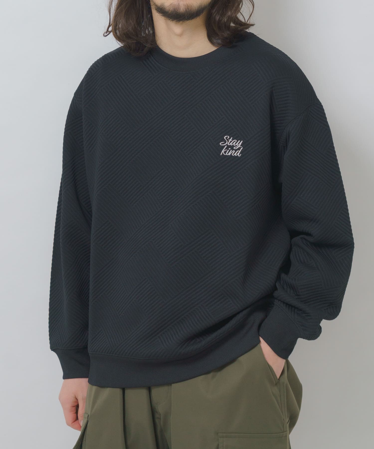 刺繍ジャカードロングスリーブカットソー