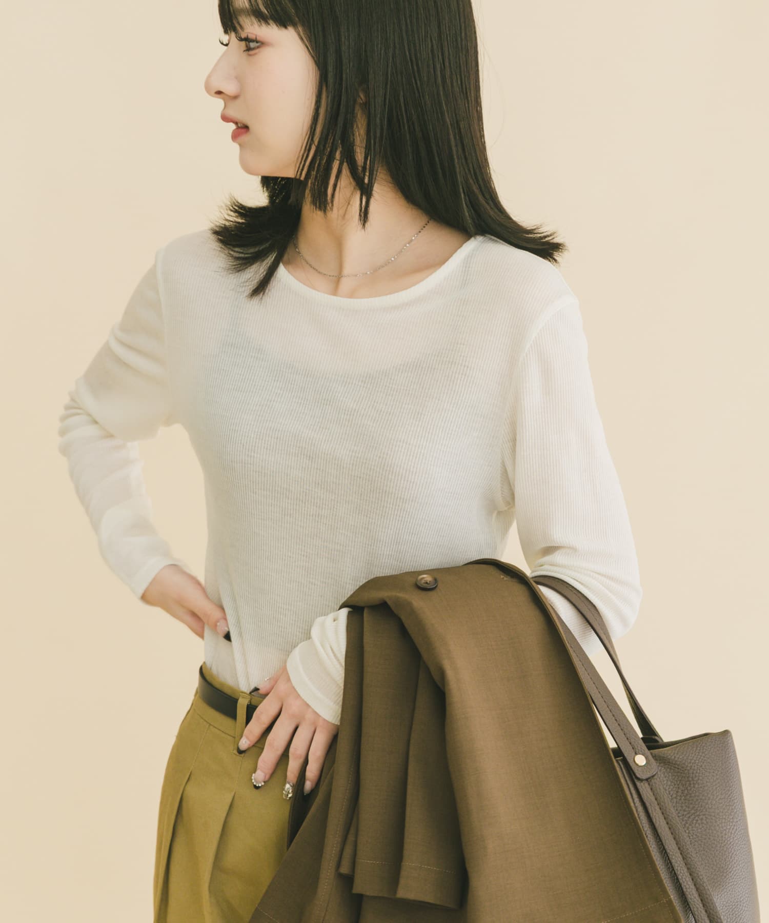 シアーリブロングTシャツ