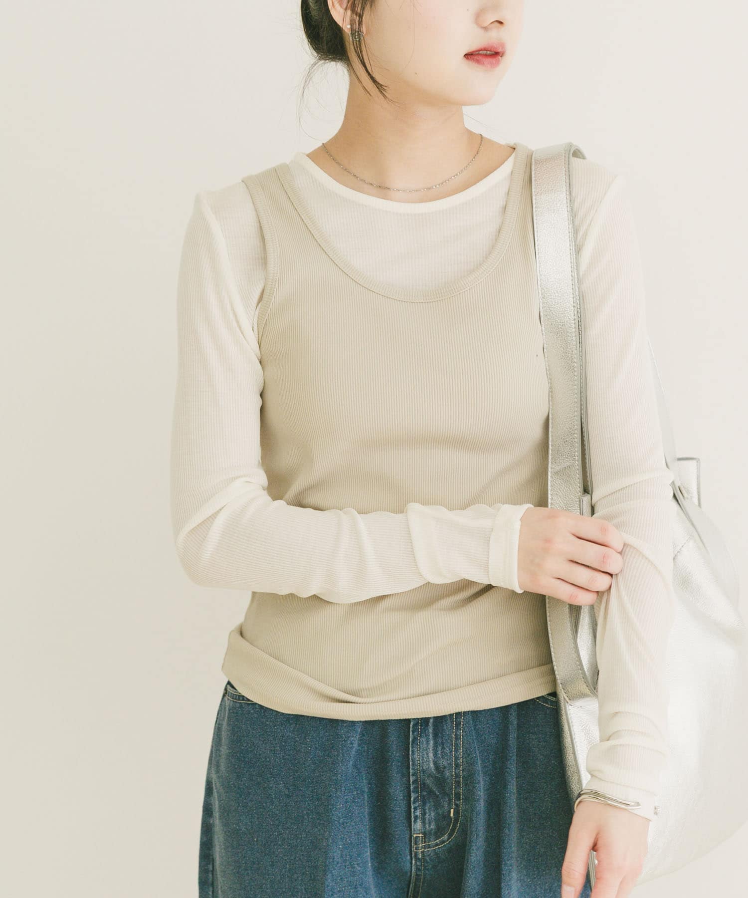 シアーリブロングTシャツ