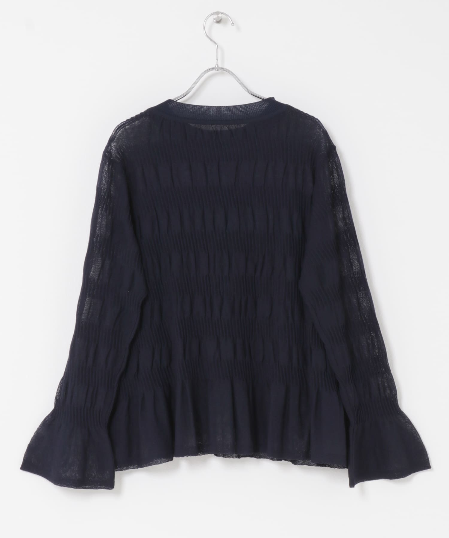 シャーリングフレアスリーブニット NVY Free