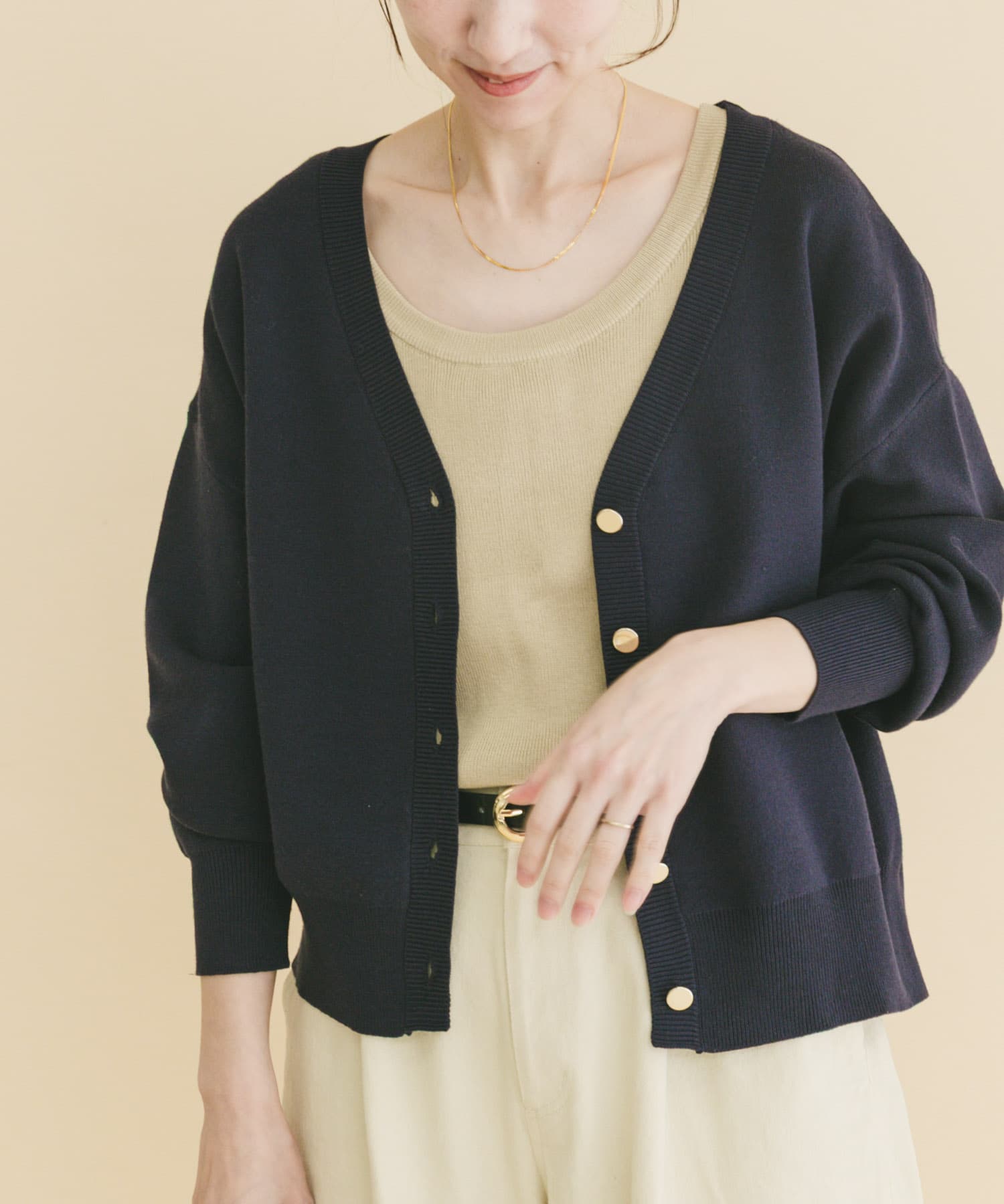 『イージーケア』スウェットライクVネックカーディガン(楽着シリーズ)