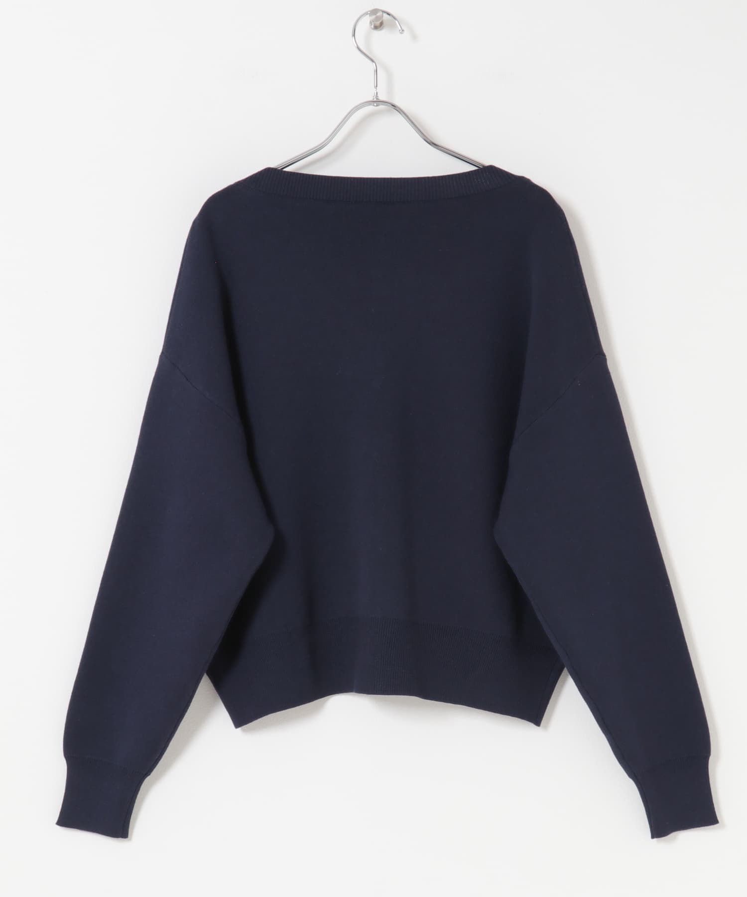 スウェットライクVネックカーデ NVY Free