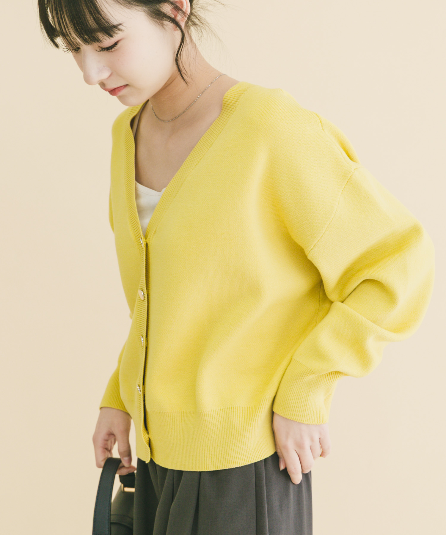 スウェットライクVネックカーディガン
