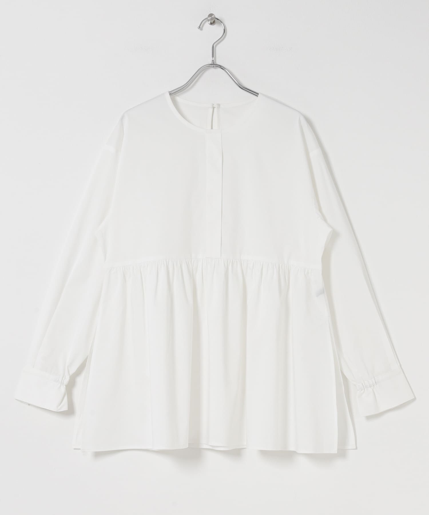 ギャザーペプラムブラウス WHT Free