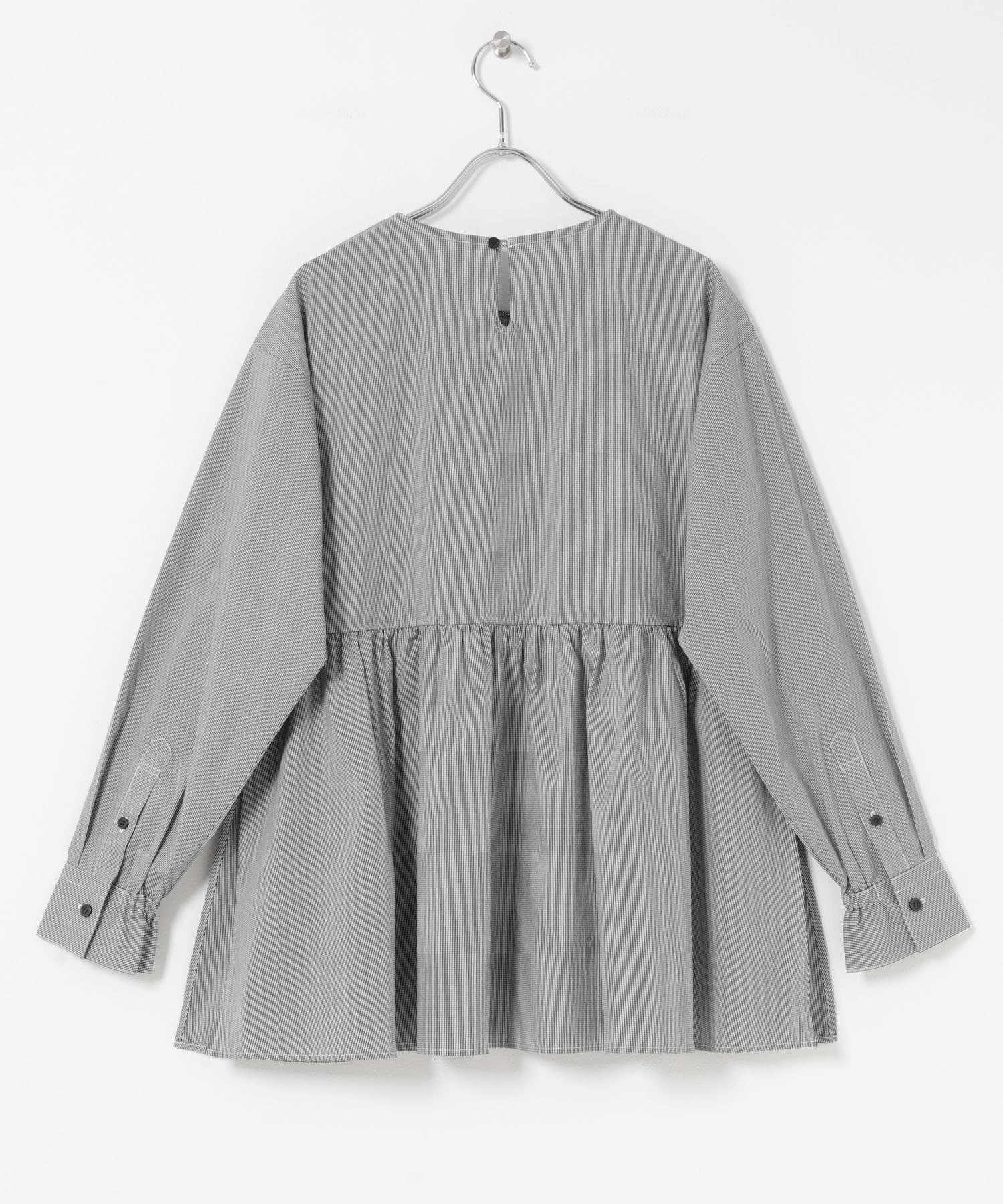 ギャザーペプラムブラウス CHECK Free