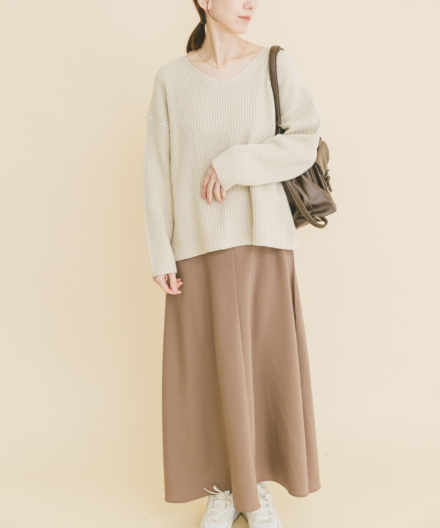 畦Vネックニット×キャミワンピースSET