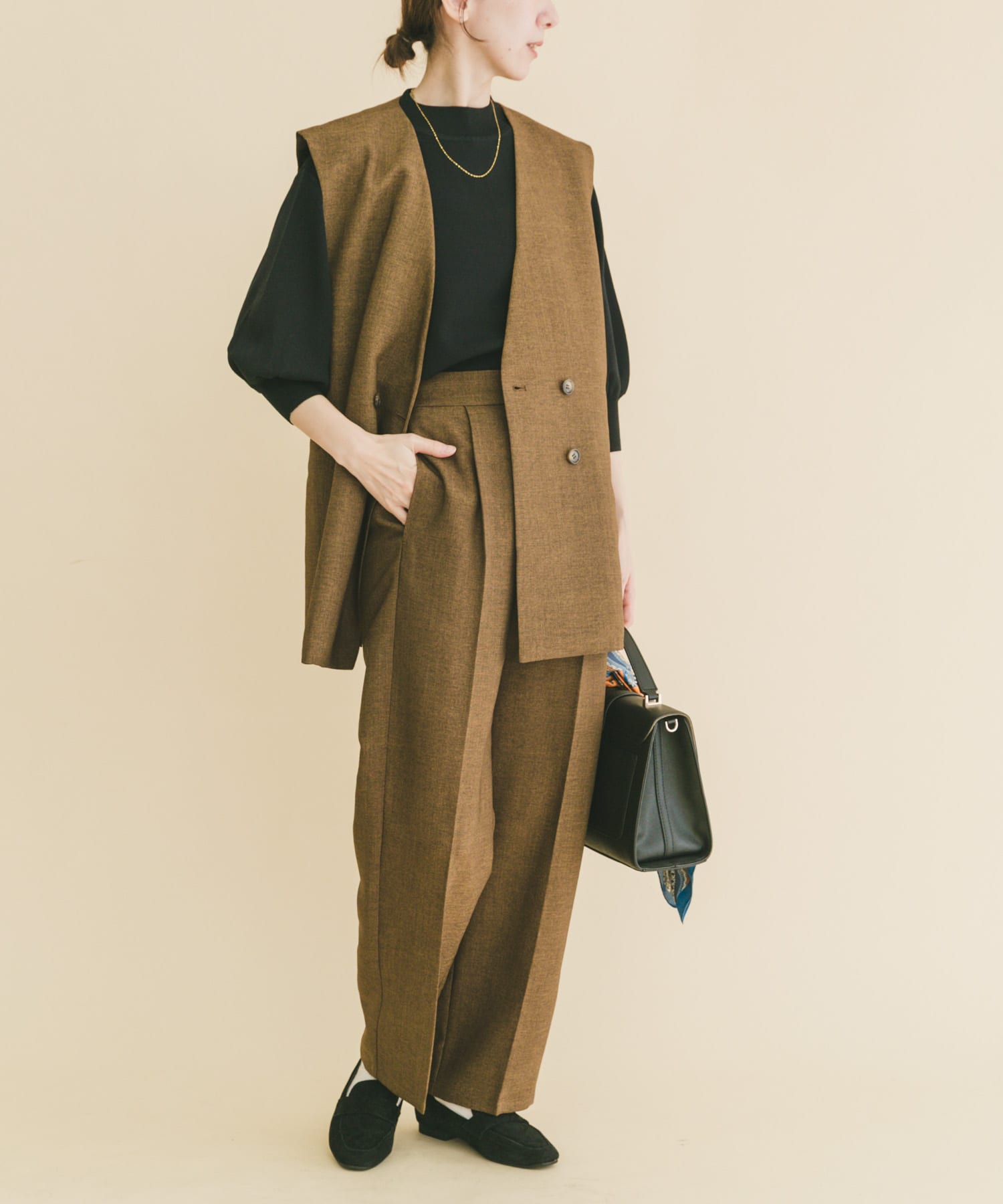 『UVカット/接触冷感』ホップサックジレ×パンツセット