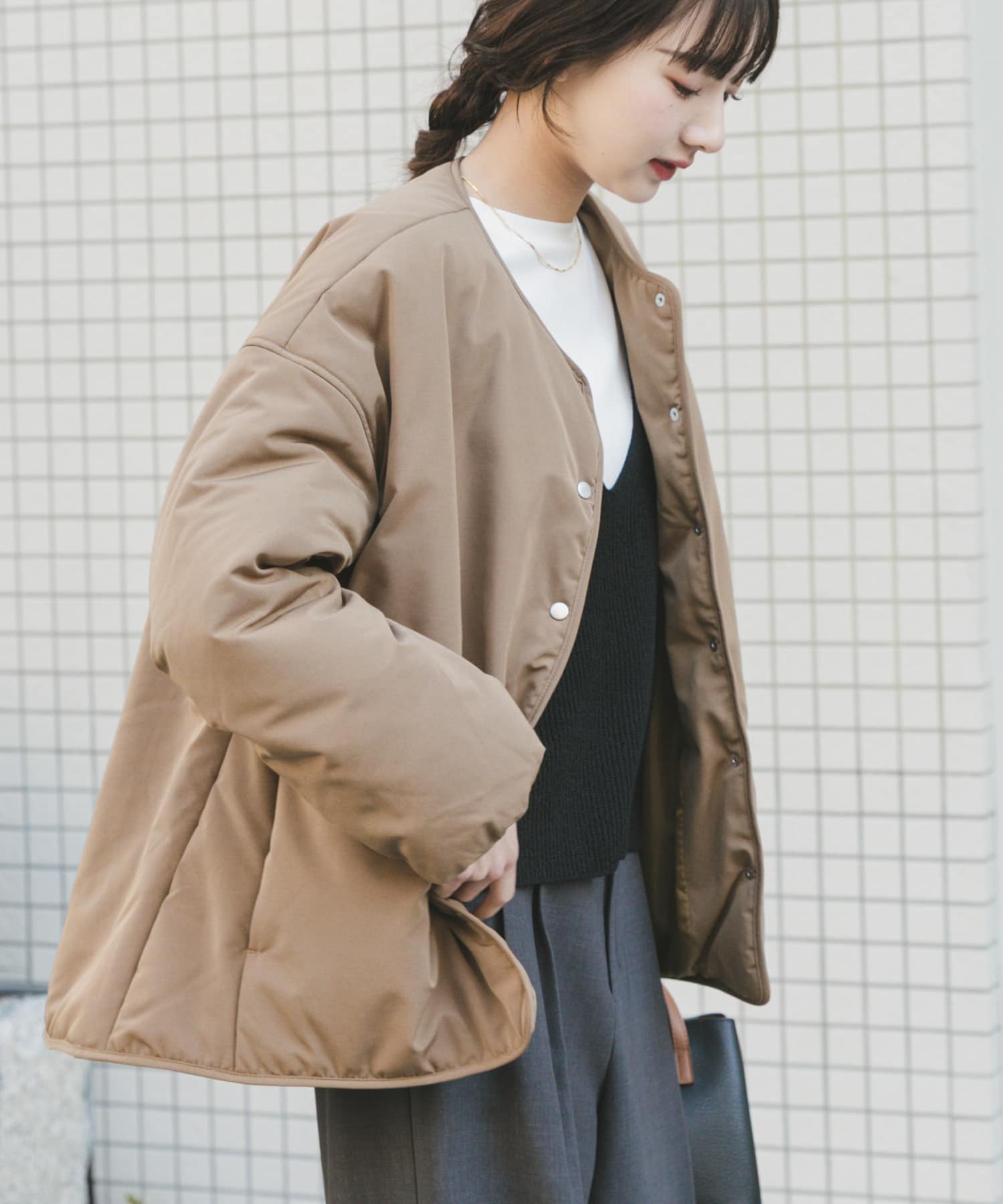 『撥水』テントシルエット中綿ブルゾン