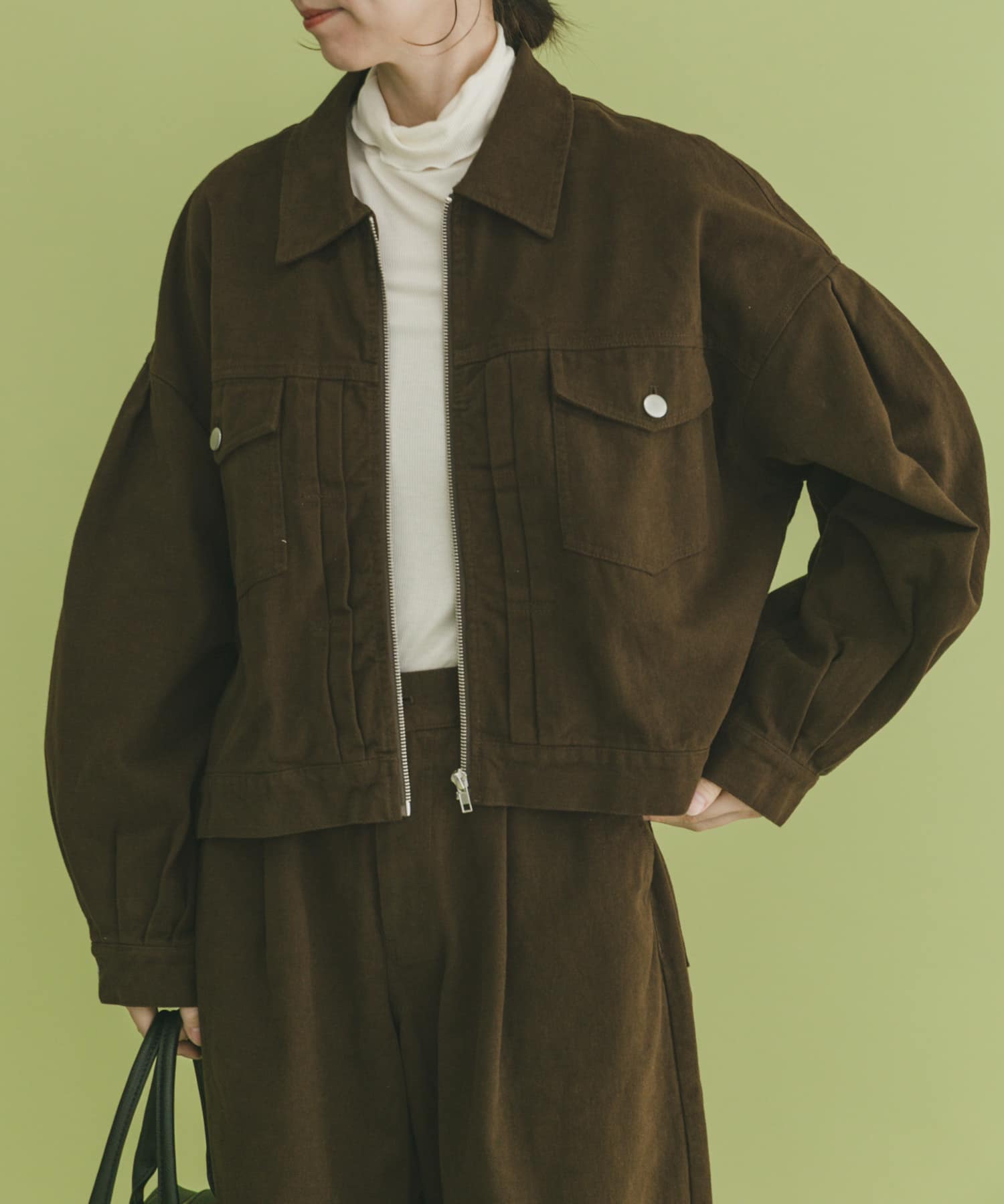 袖ボリュームZIPブルゾン