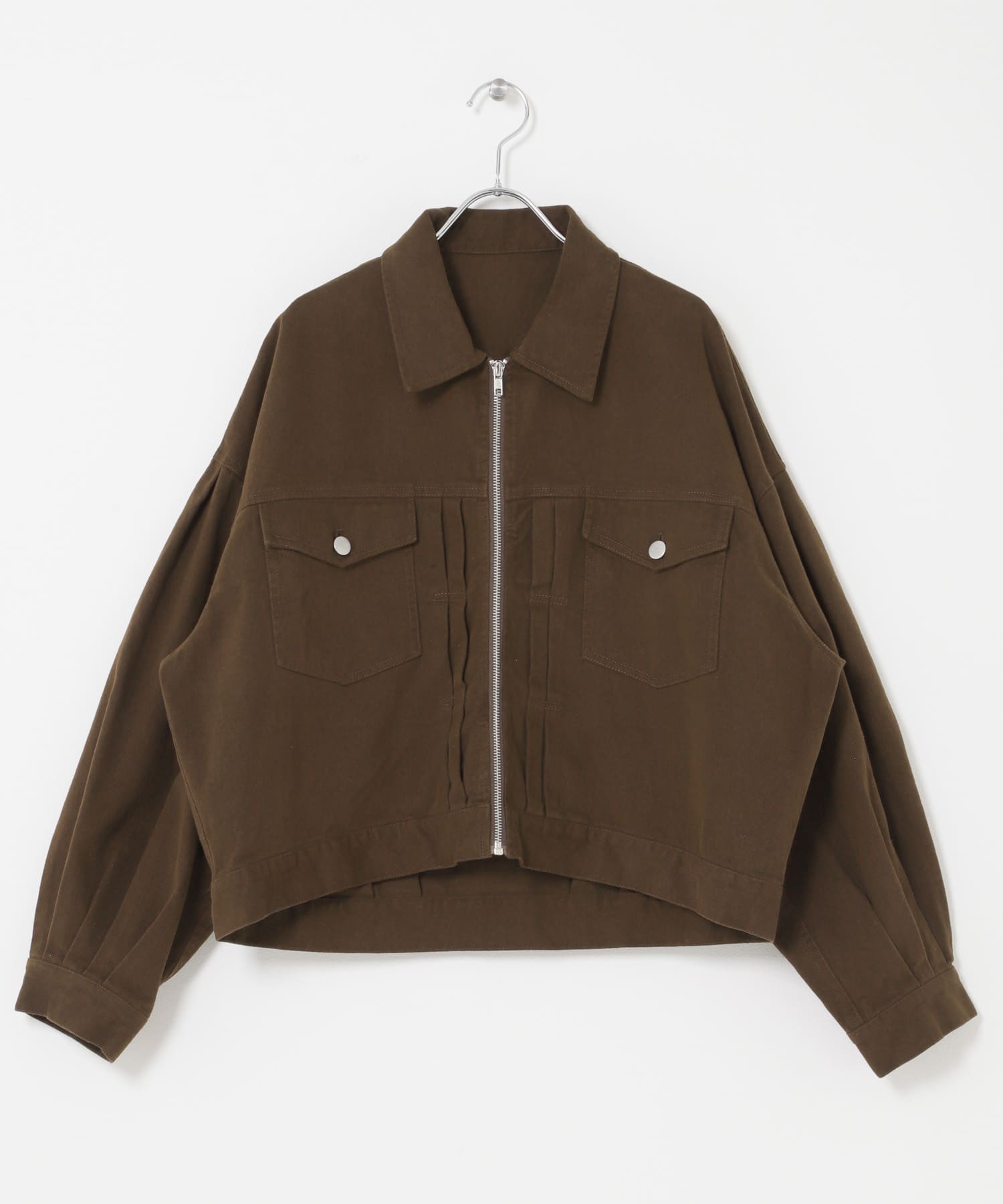 袖ボリュームZIPブルゾン BRN Free