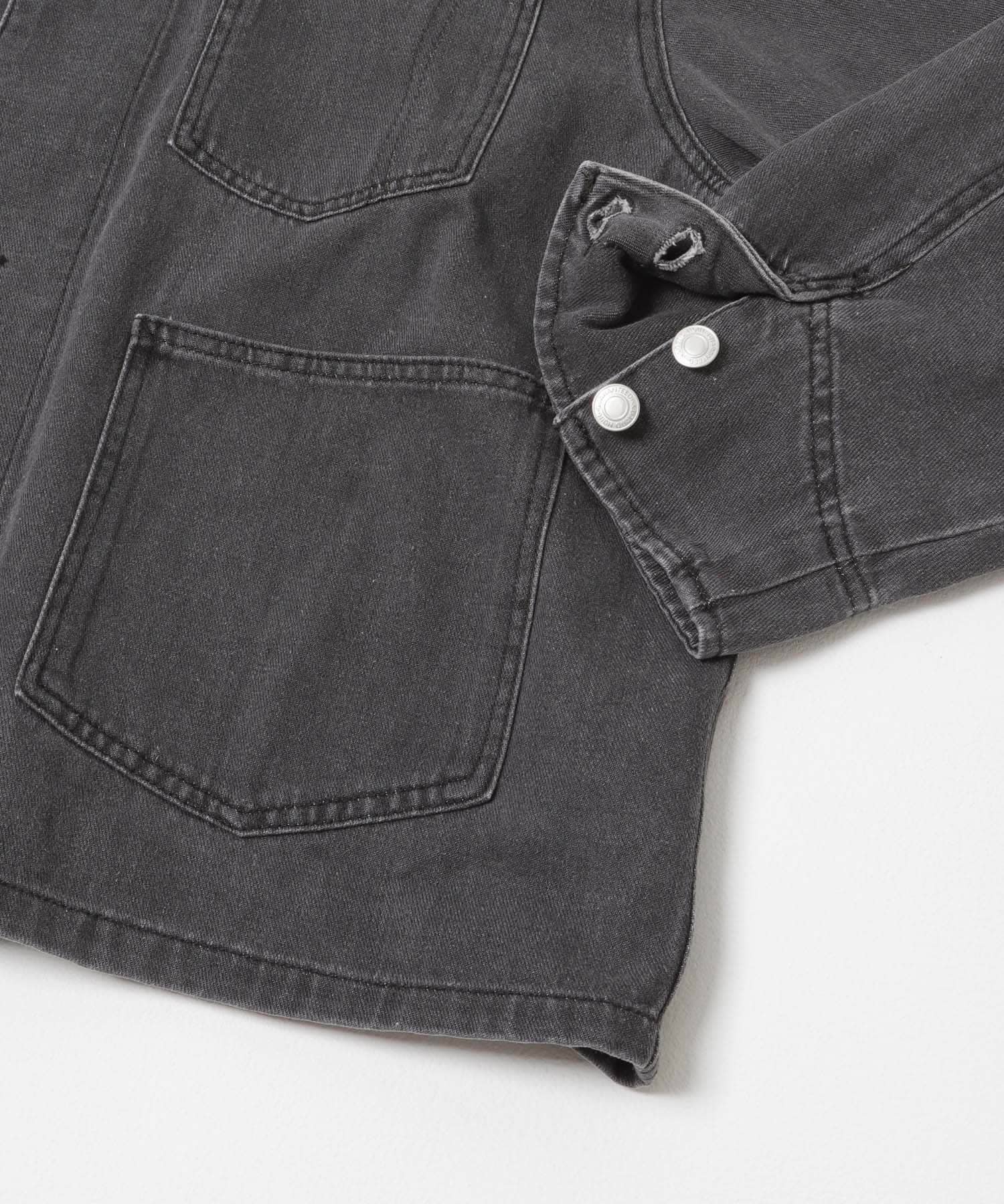 デニムオーバーノーカラージャケット GRY Free