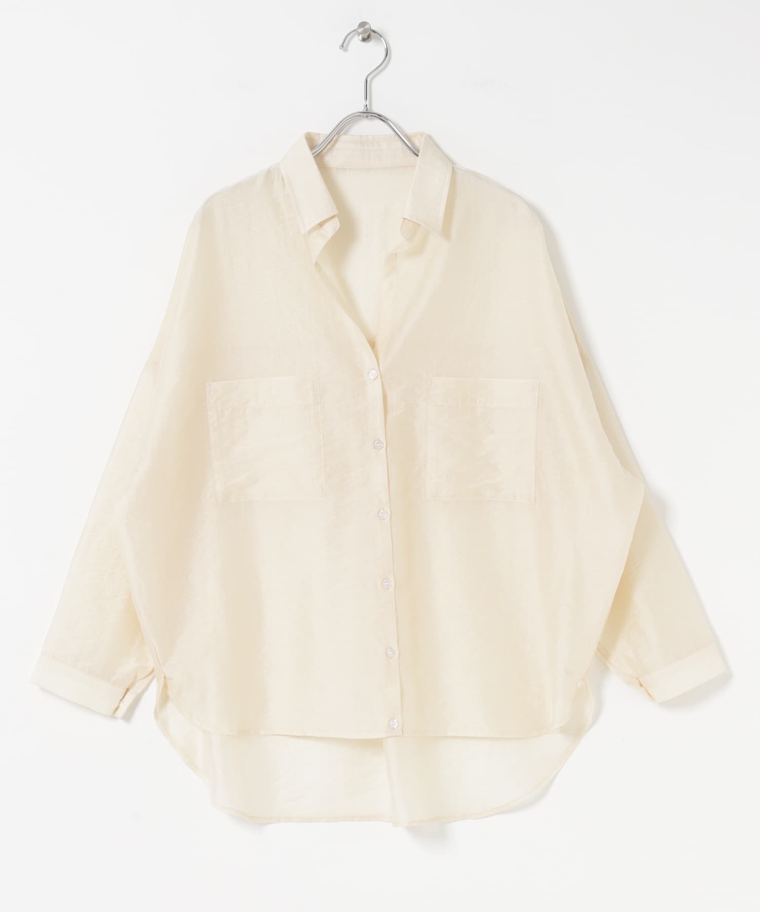 シアーポケットスキッパーシャツ WHT Free