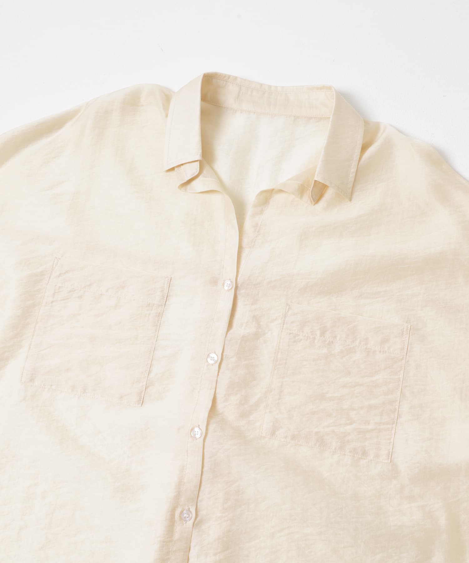シアーポケットスキッパーシャツ WHT Free