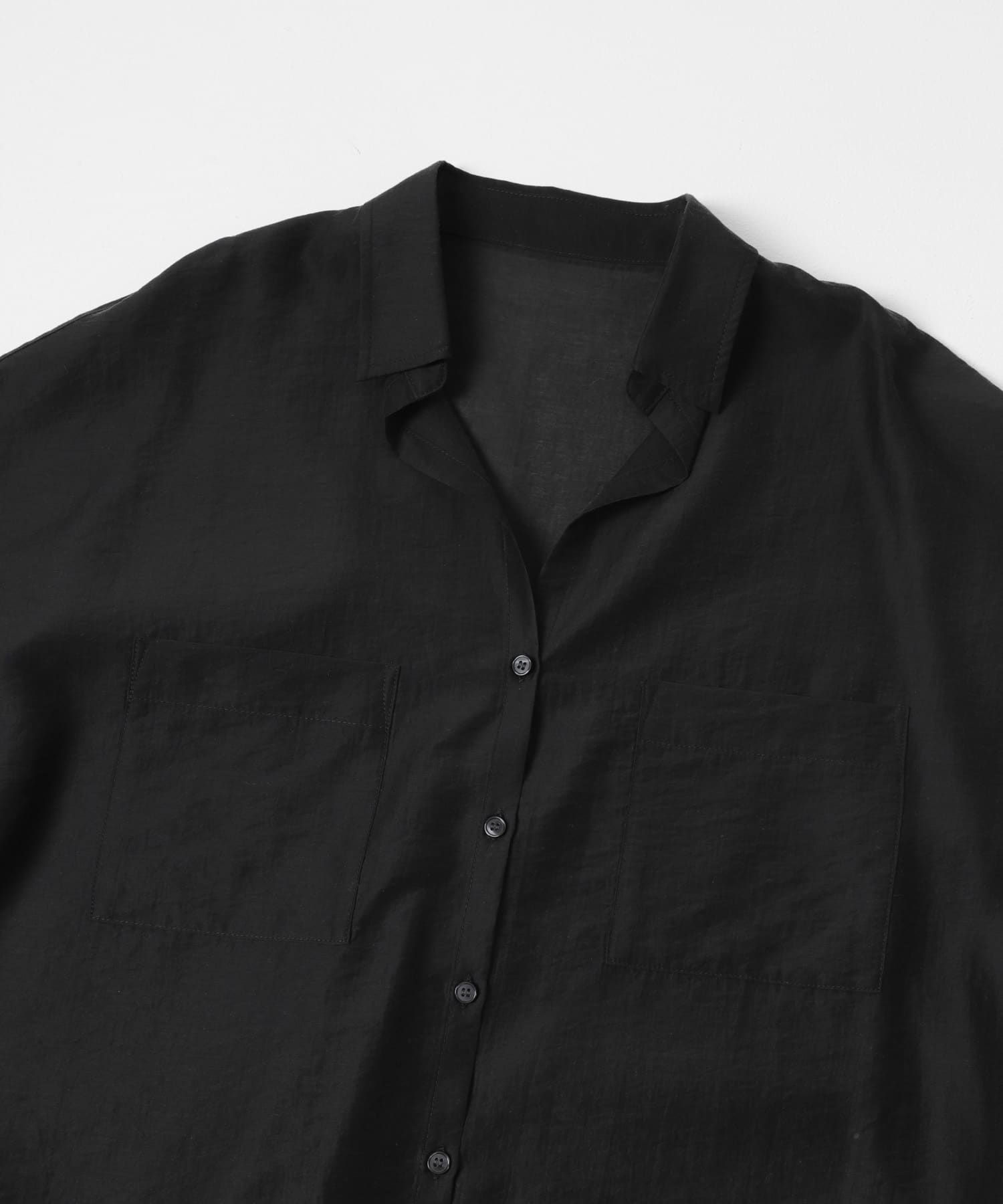 シアーポケットスキッパーシャツ BLK Free