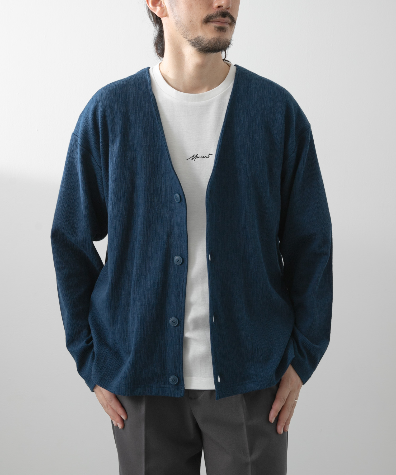 ストレッチイージーカーディガン＋刺繍Tシャツセット