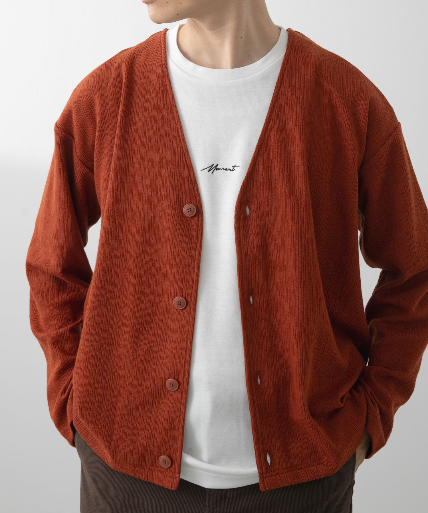 ストレッチイージーカーディガン＋刺繍Tシャツセット