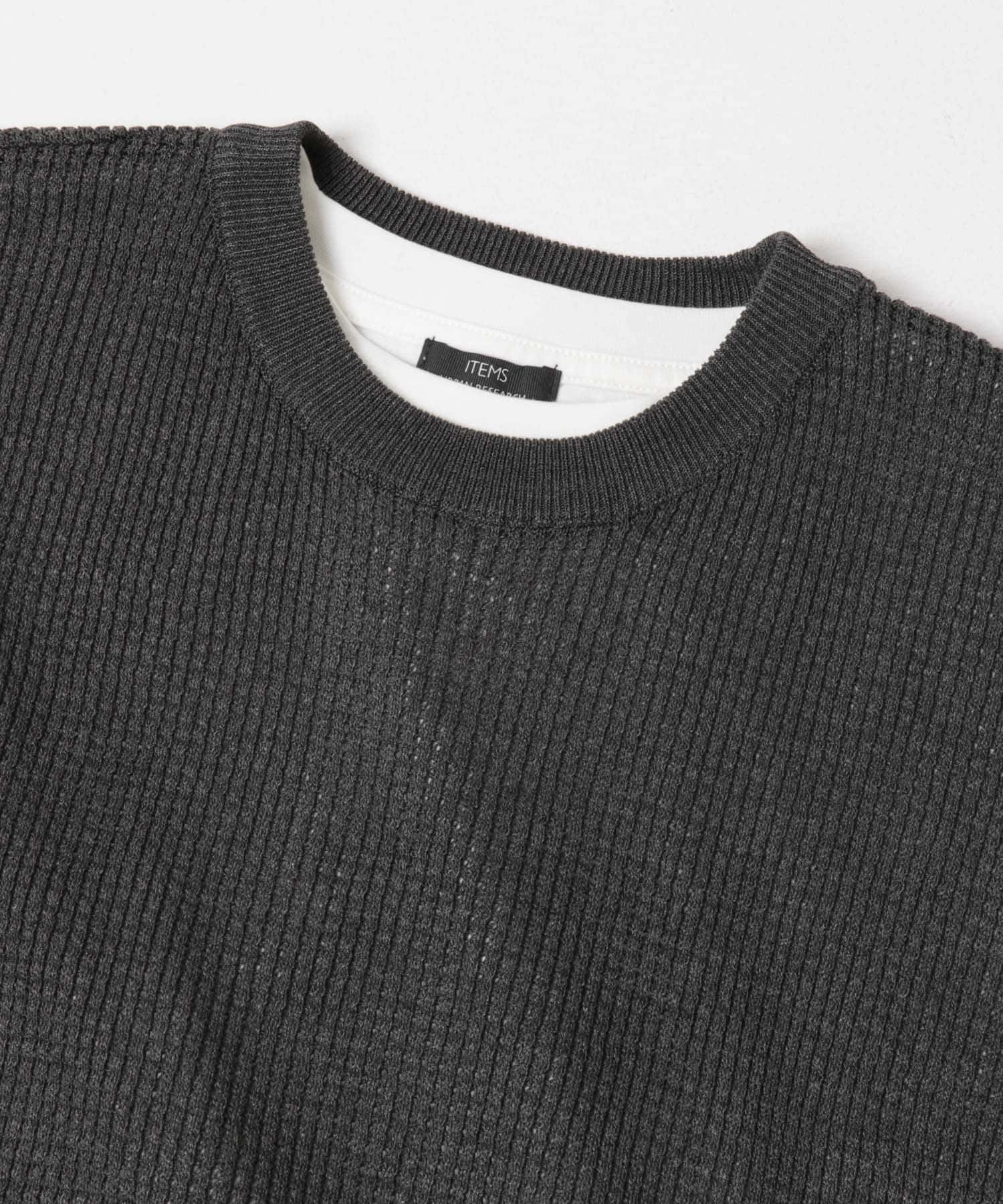 ワッフルニットベスト＋ロングTシャツSET CHA M