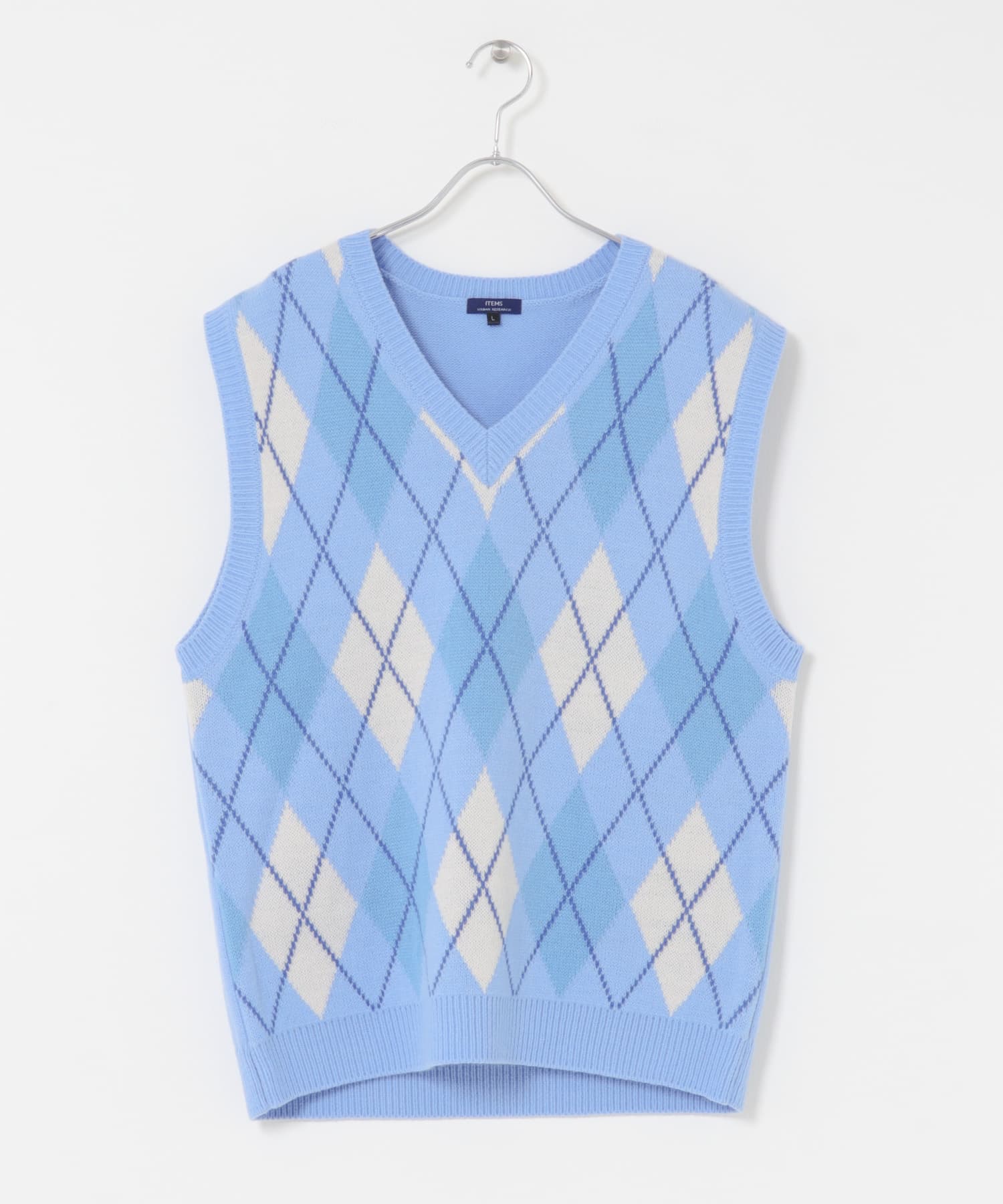 ウール混アーガイルVネックニットベスト