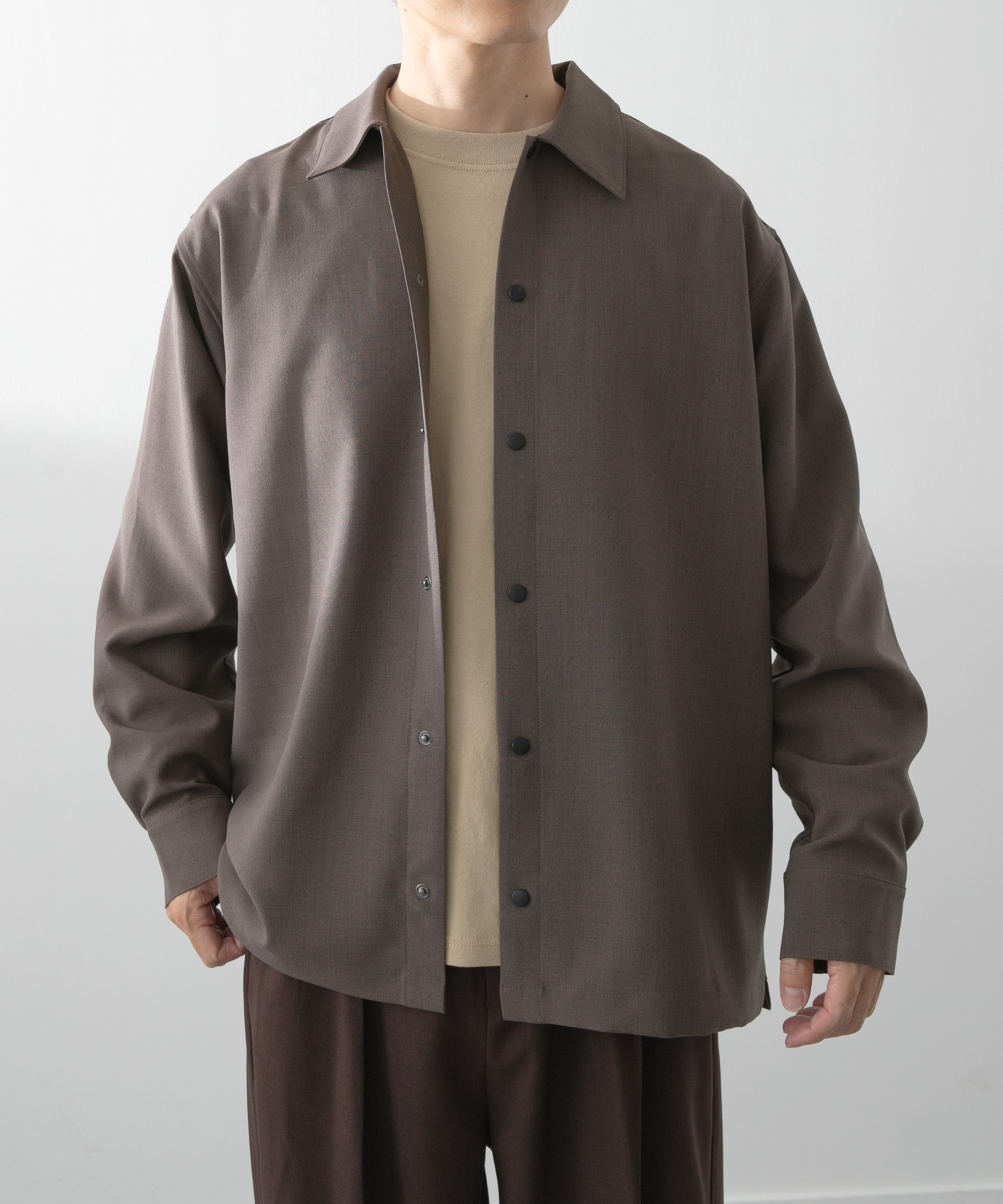 2wayストレッチロングスリーブスナップシャツ OLV M