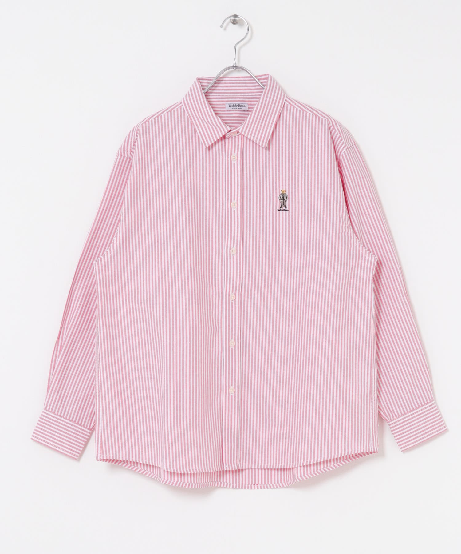 TeddyBear ワンポイント オックスシャツ RED STRIPE M
