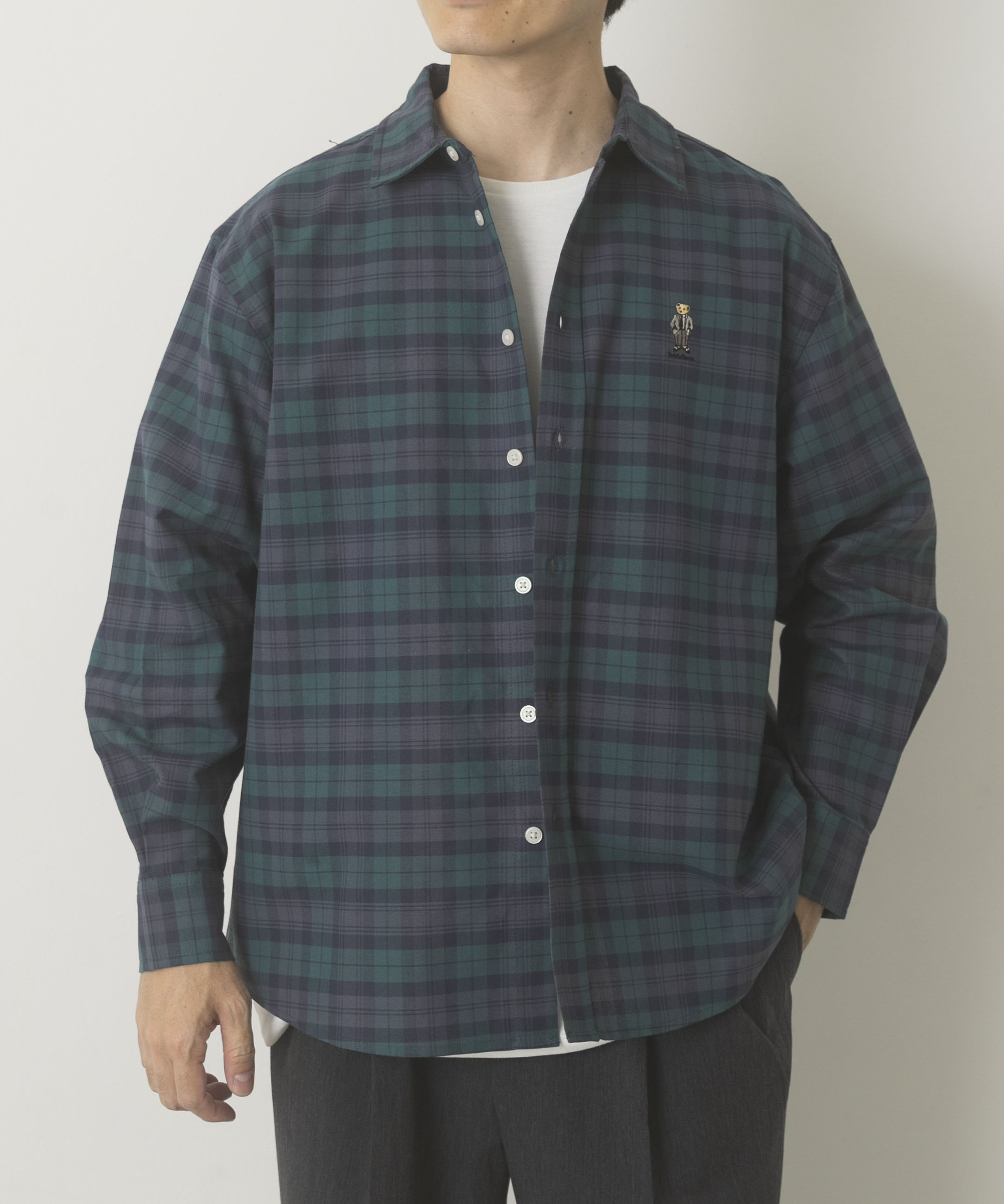 TeddyBear ワンポイント オックスシャツ