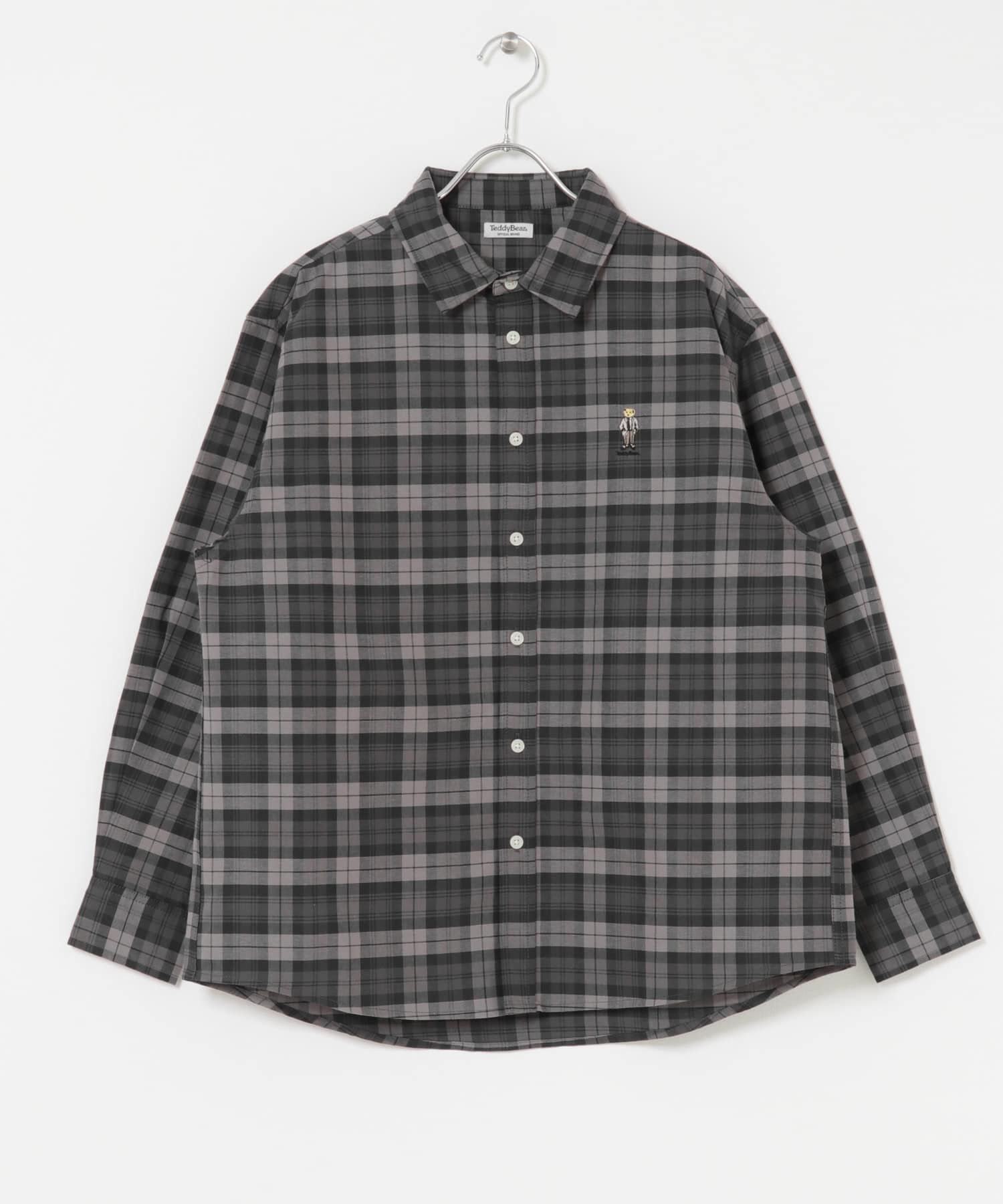 TeddyBear ワンポイント オックスシャツ BLK CHECK M
