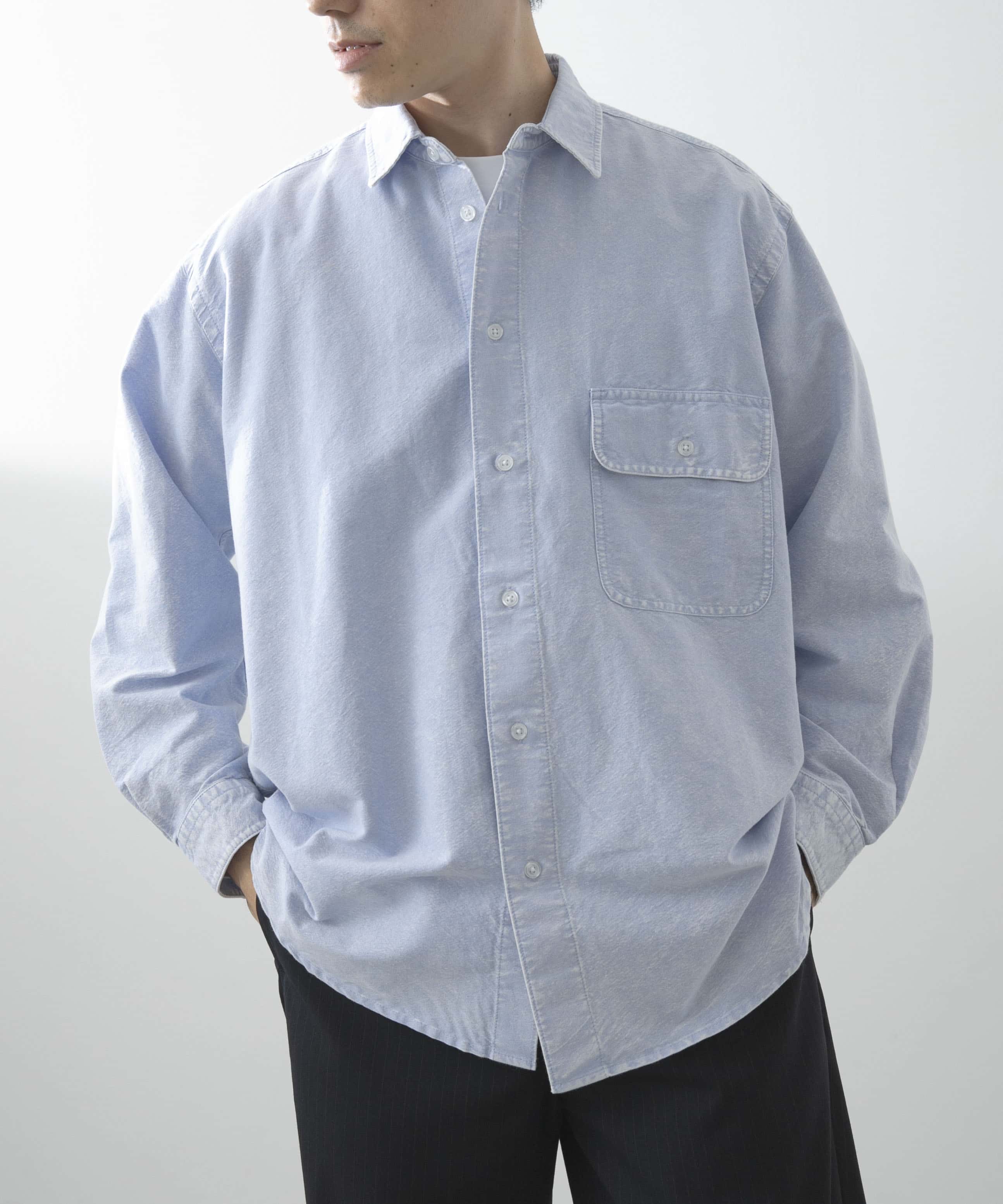 ケミカルウォッシュオックスレギュラーカラーシャツ