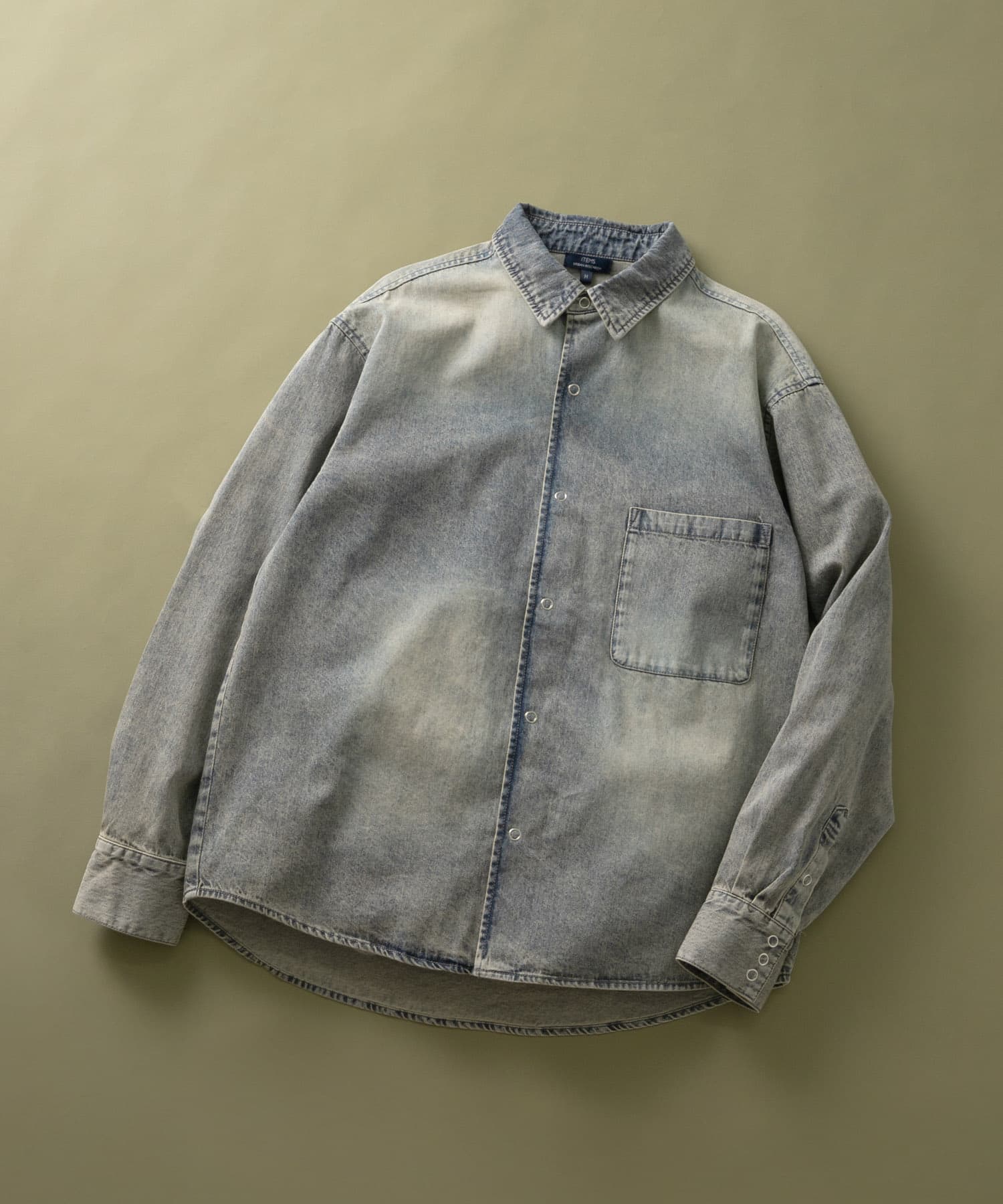 フェードデニム リングドットボタンシャツ BLU M