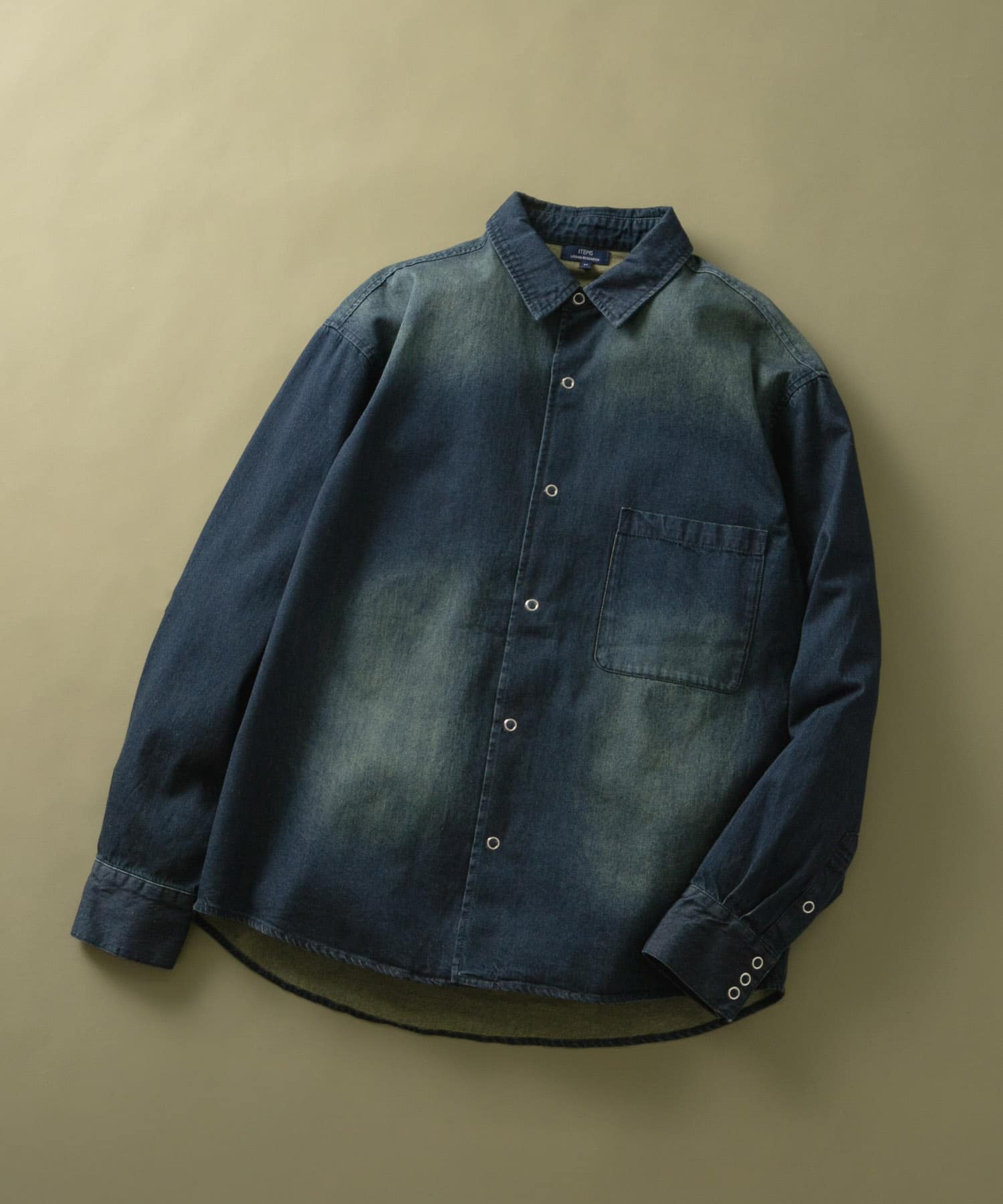 フェードデニム リングドットボタンシャツ NVY M