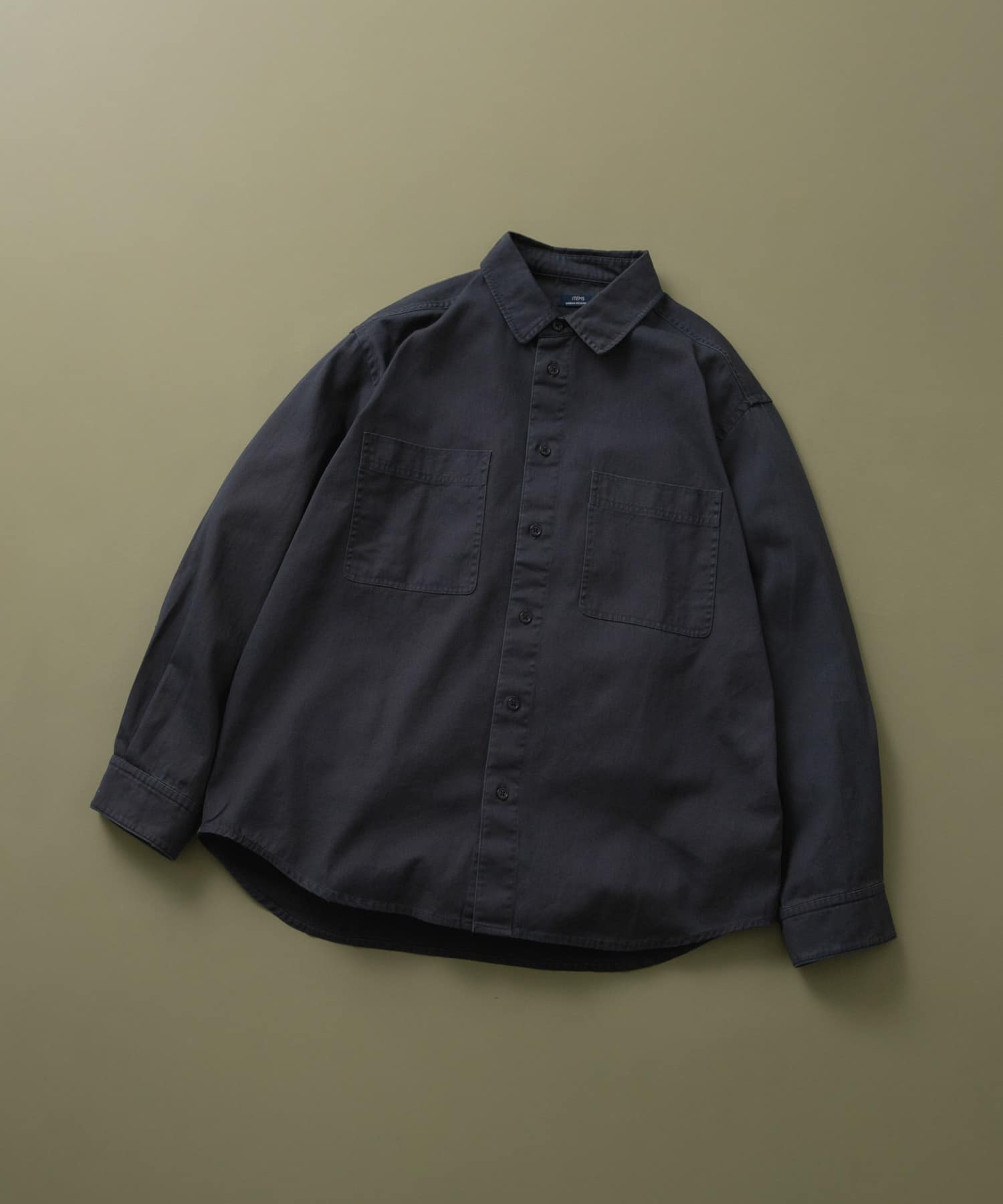 バイオウォッシュコットンレギュラーカラーシャツ NVY M