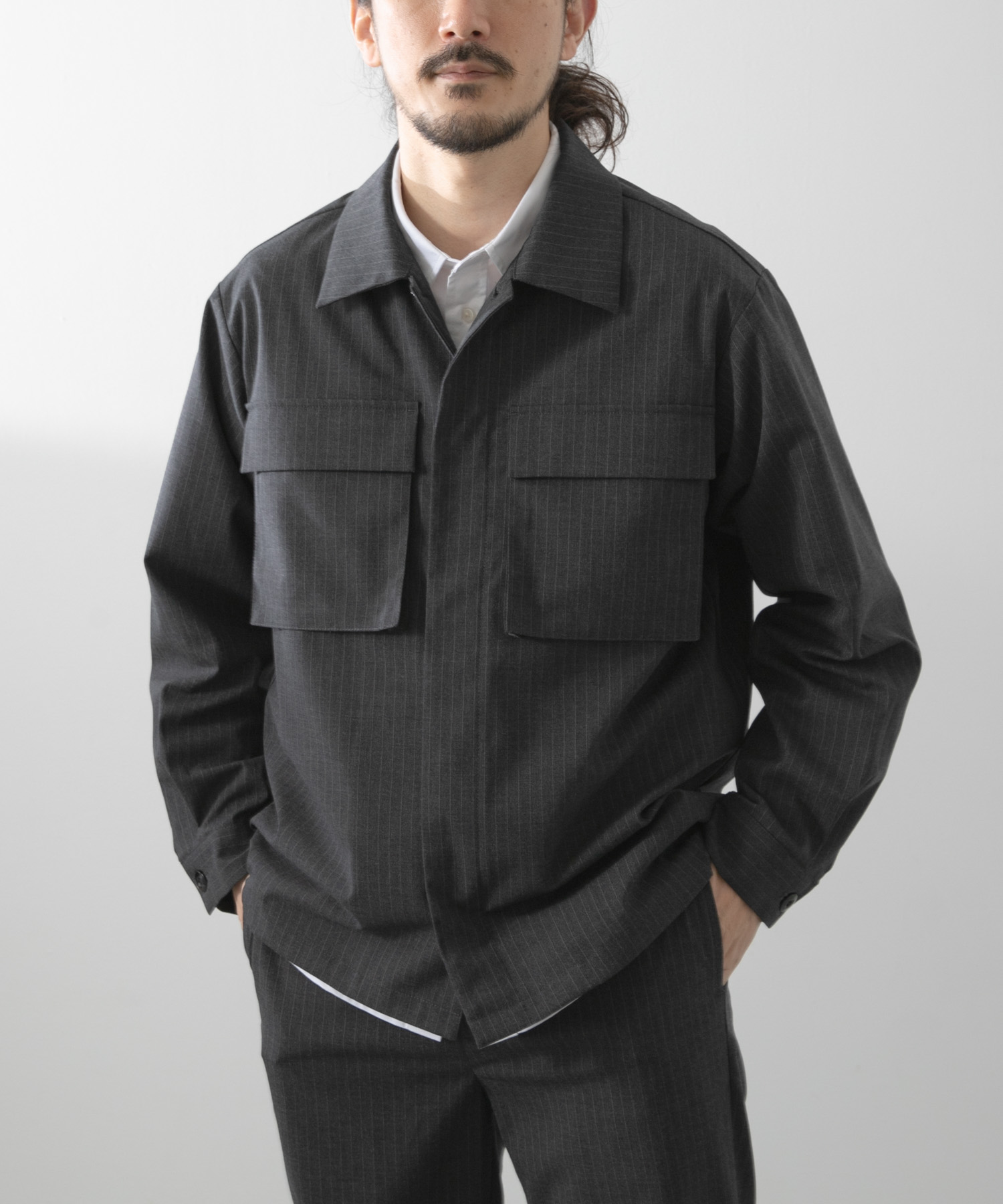 Pinstripe Flyfront Jacket